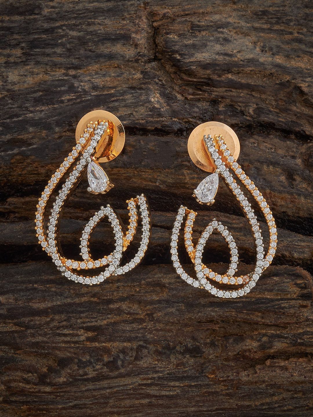 

Kushal's Fashion Jewellery Gold-Plated Zircon Studded Contemporary Studs