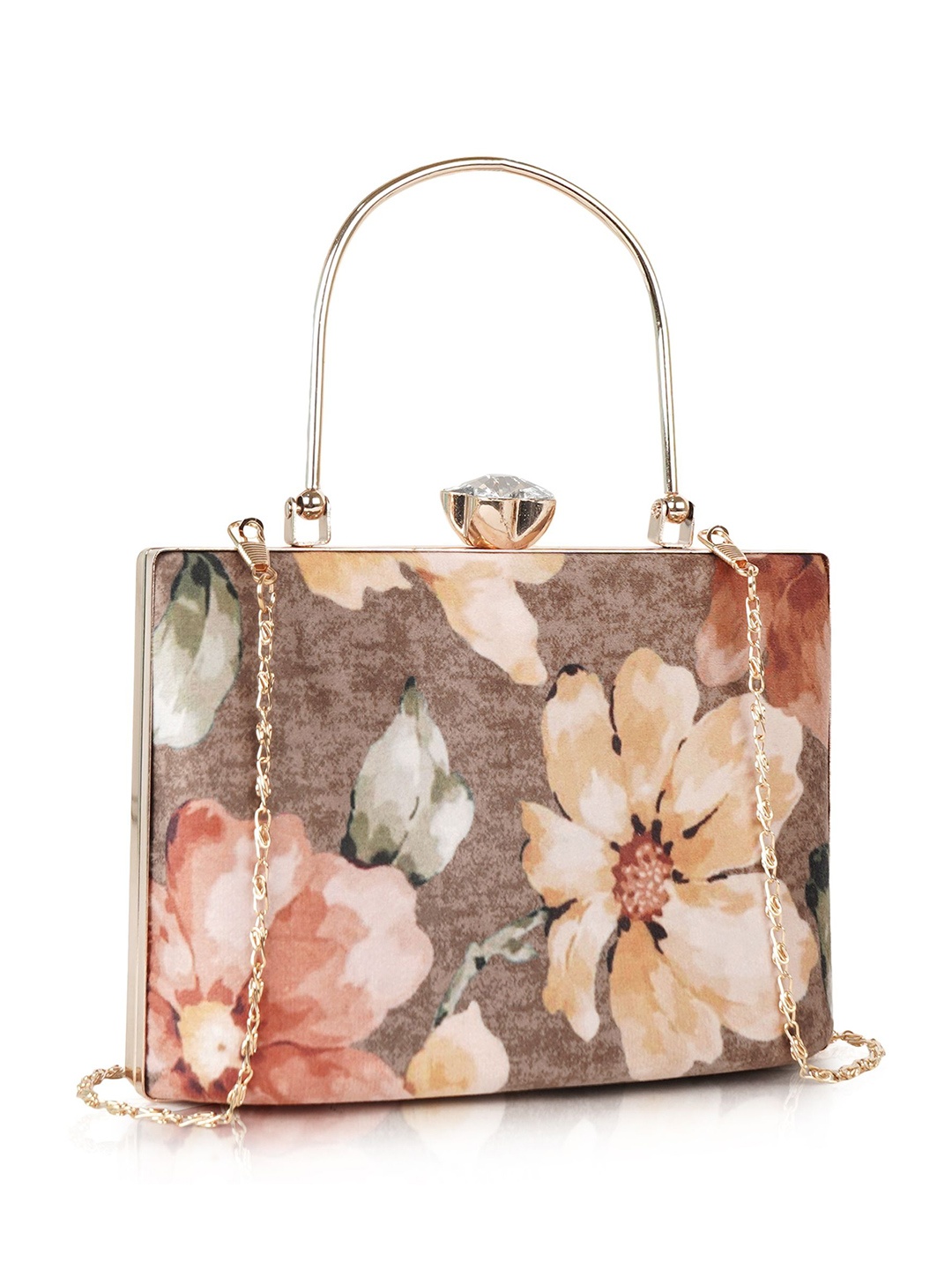 

SPOTIC Floral Printed Purse Clutch, Beige