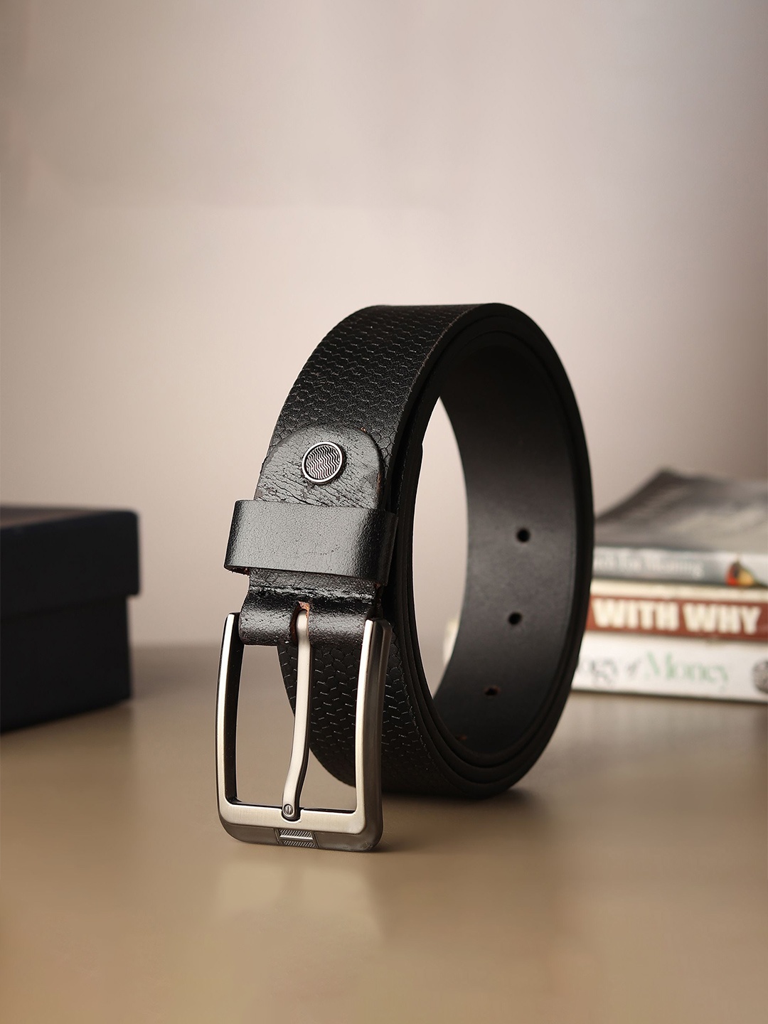 

Provogue Men Textured Leather Belt, Black