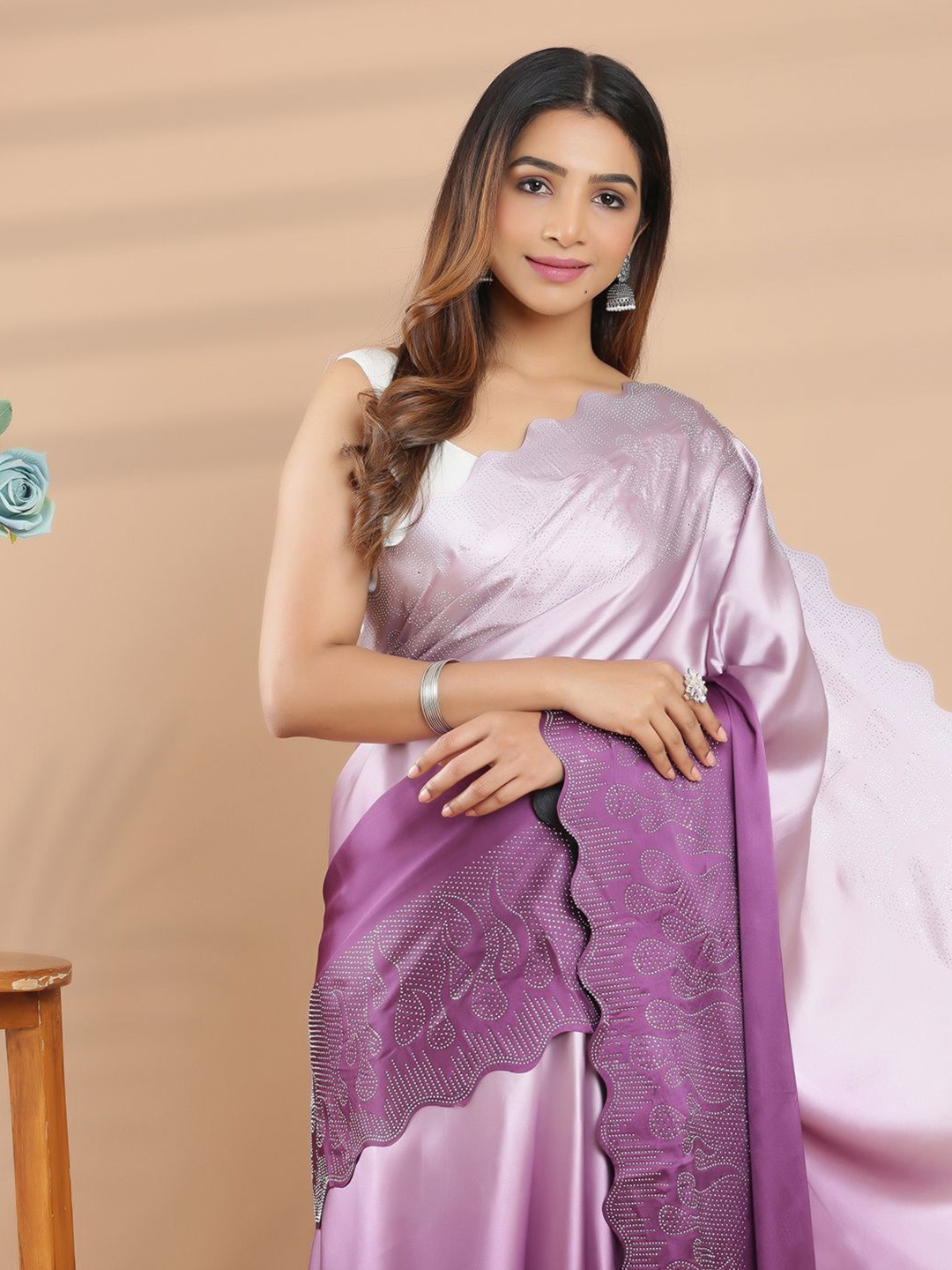 

Kalyan Silks Satin Saree, Purple