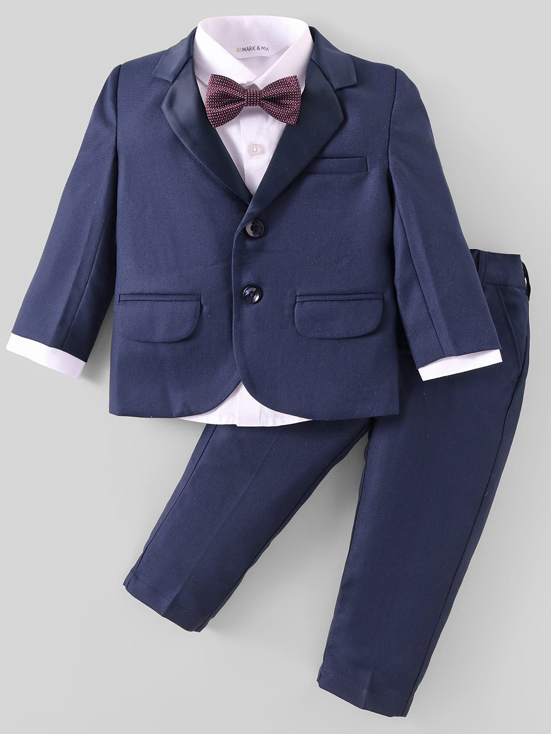 

Mark & Mia Boys Single-Breasted Notched Lapel Collar 3 Piece Suit, Navy blue