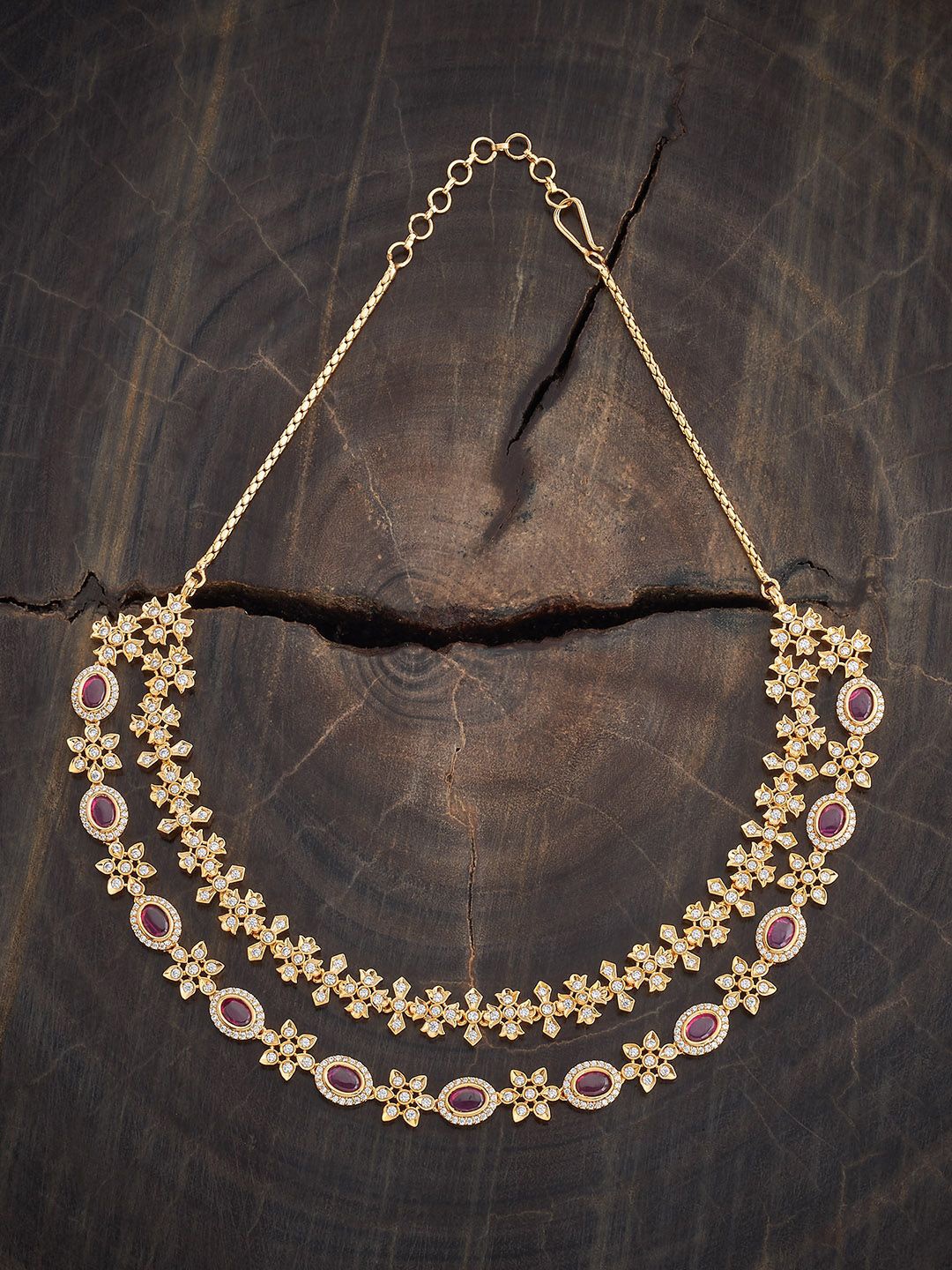 

Kushal's Fashion Jewellery Gold-Plated Zircon Stone Studded Necklace