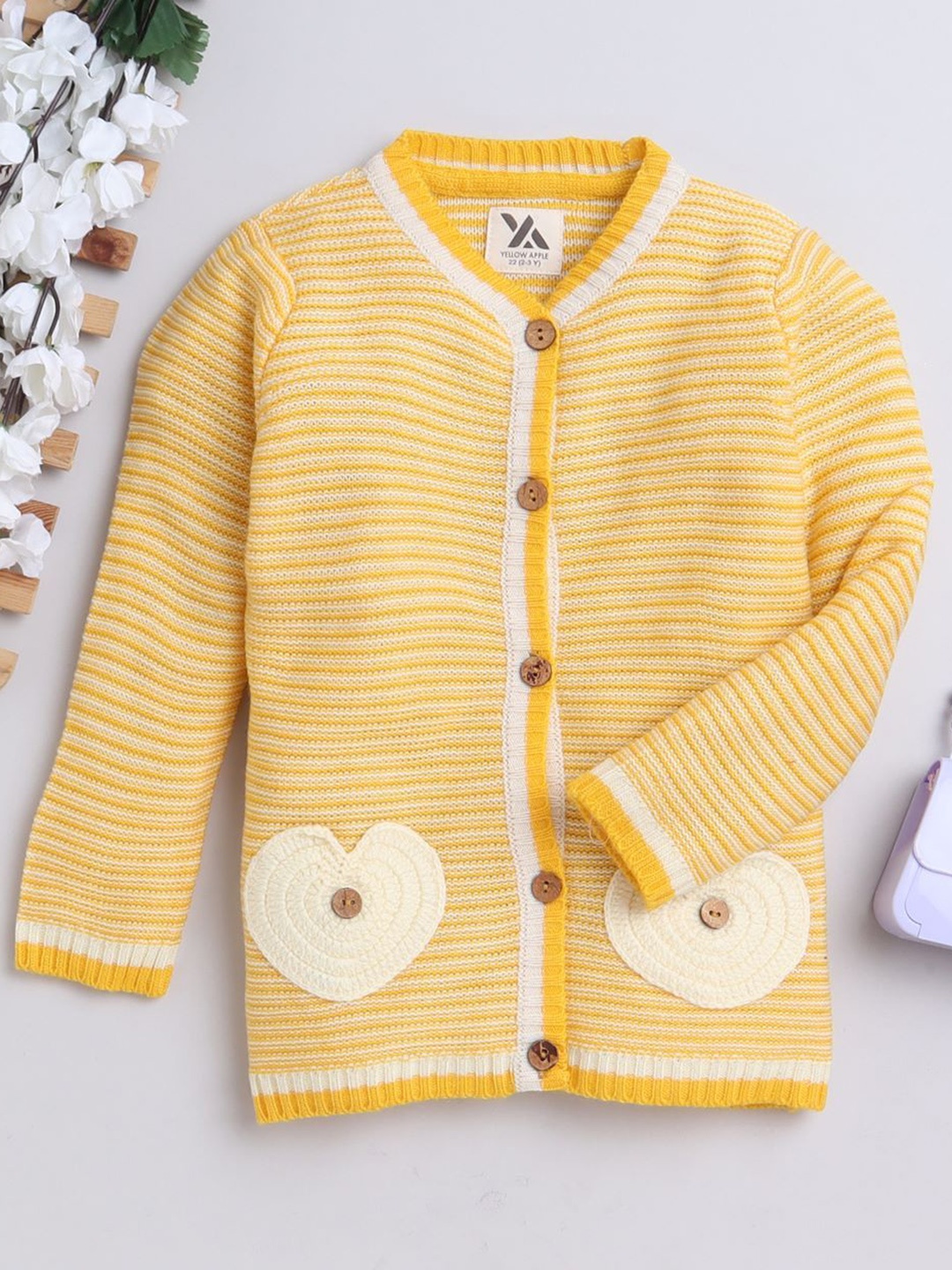 

Yellow Apple Girls Striped Cardigan