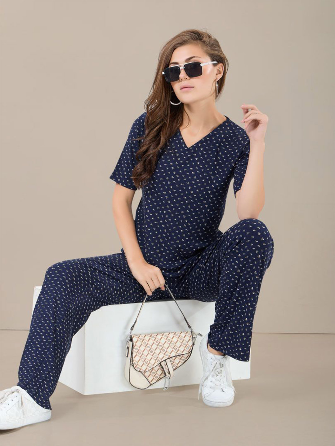 

Soulemo Printed V-Neck T-Shirt And Trousers, Blue
