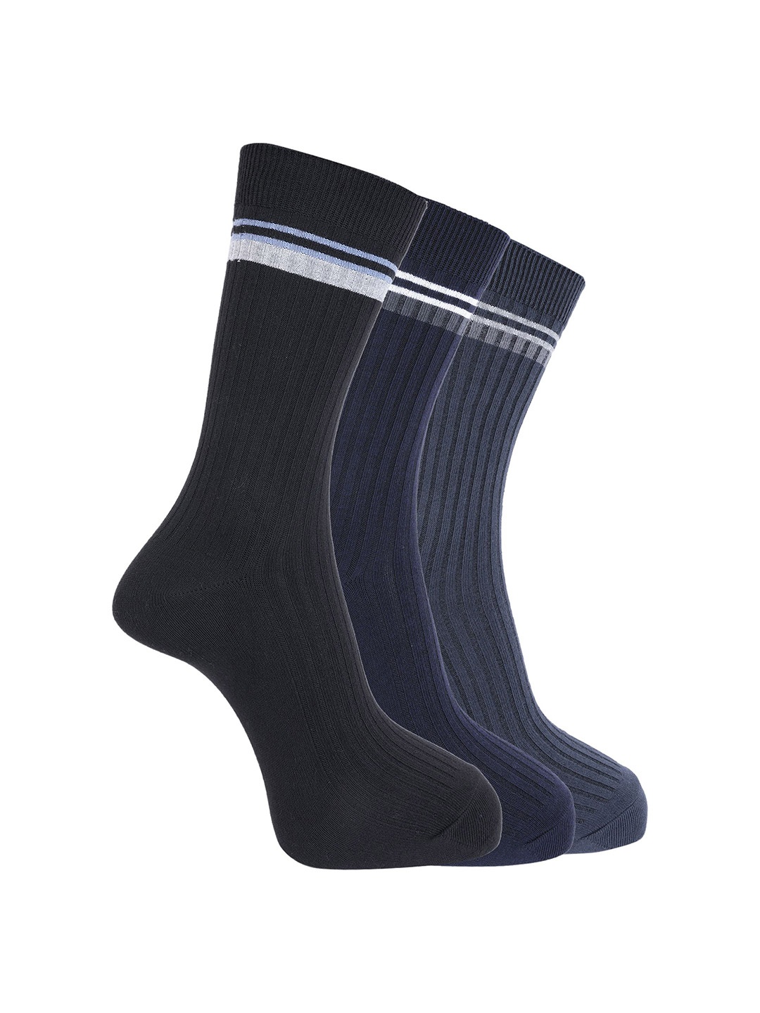 

Dollar Men Pack of 3 Calf Length Cotton Socks, Black
