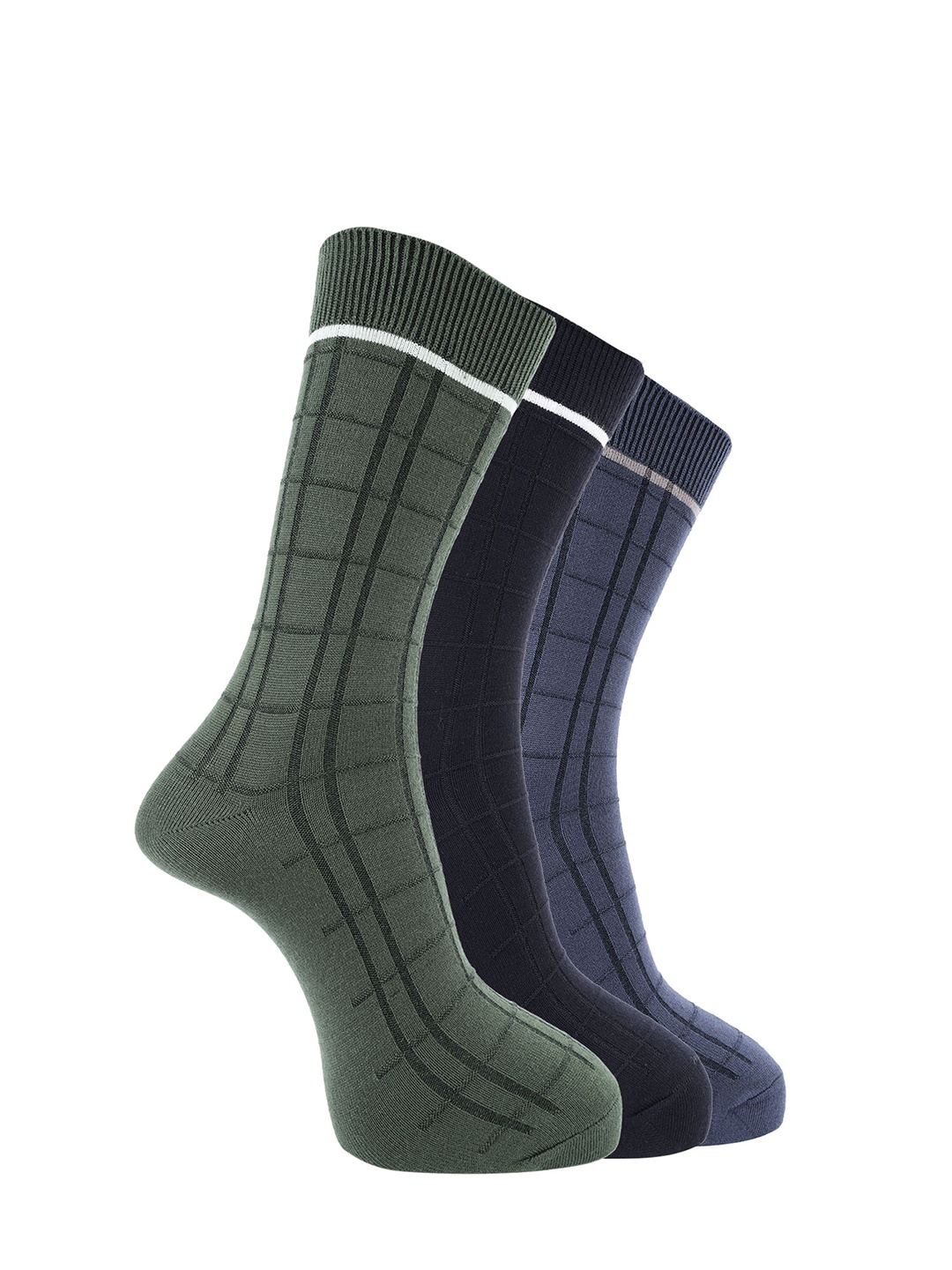 

Dollar Men Pack of 3 Free Size Full Length Woolen Socks, Green