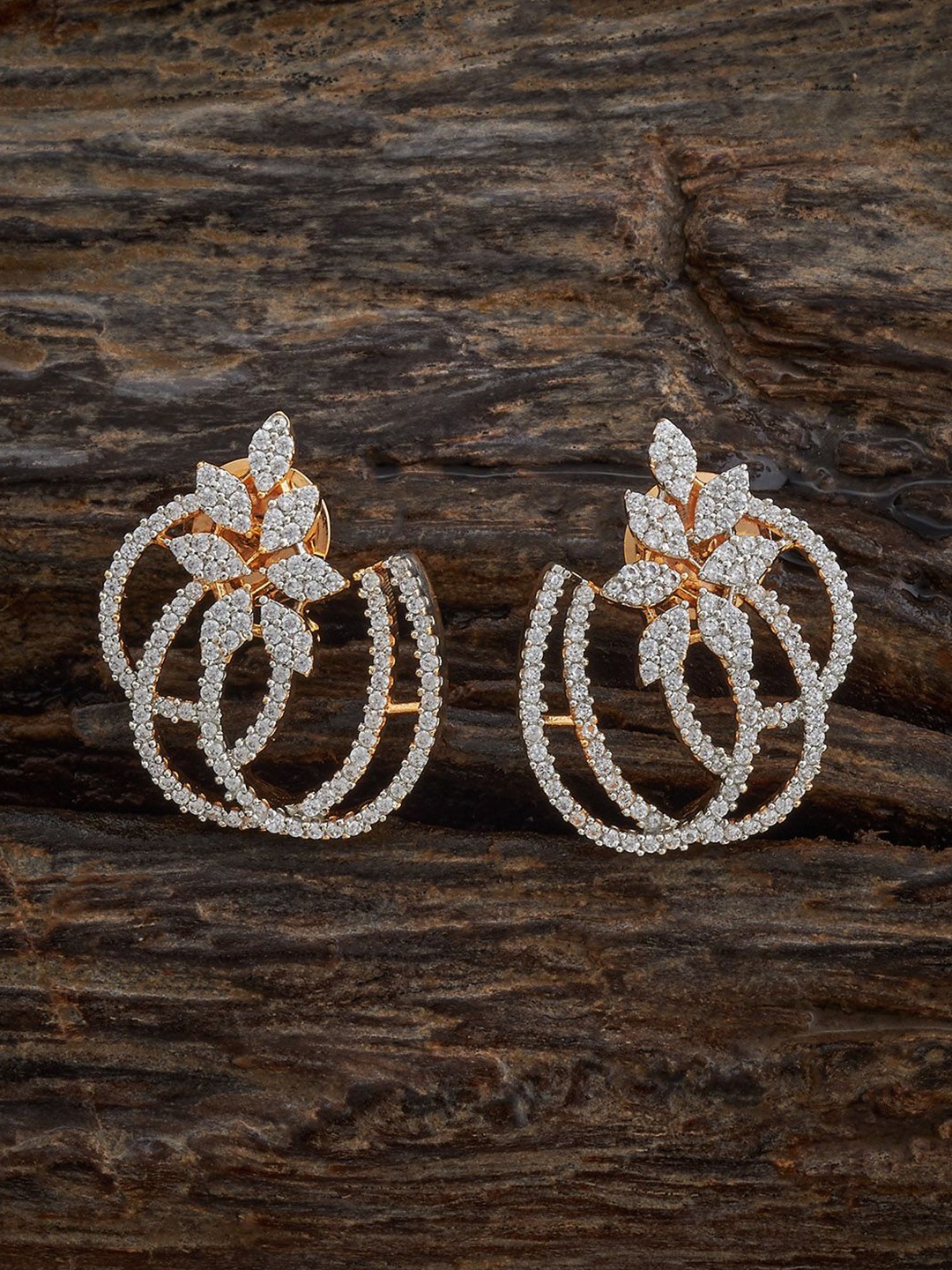 

Kushal's Fashion Jewellery Gold-Plated Zircon Studded Geometric Studs
