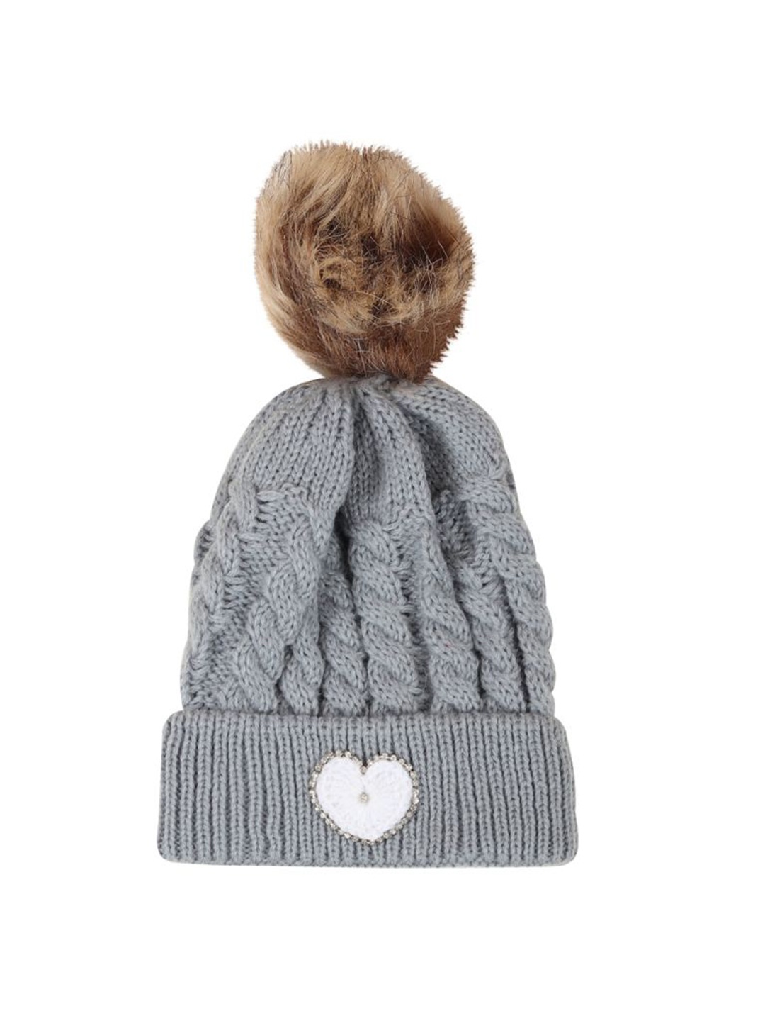 

TIPY TIPY TAP Kids Self Design Heart Beanie, Grey