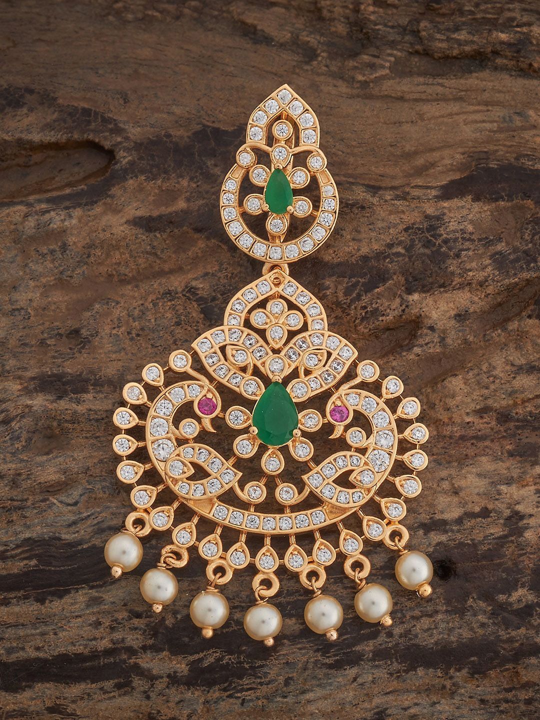 

Kushal's Fashion Jewellery Gold-Plated Cubic Zirconia Studded Pendant