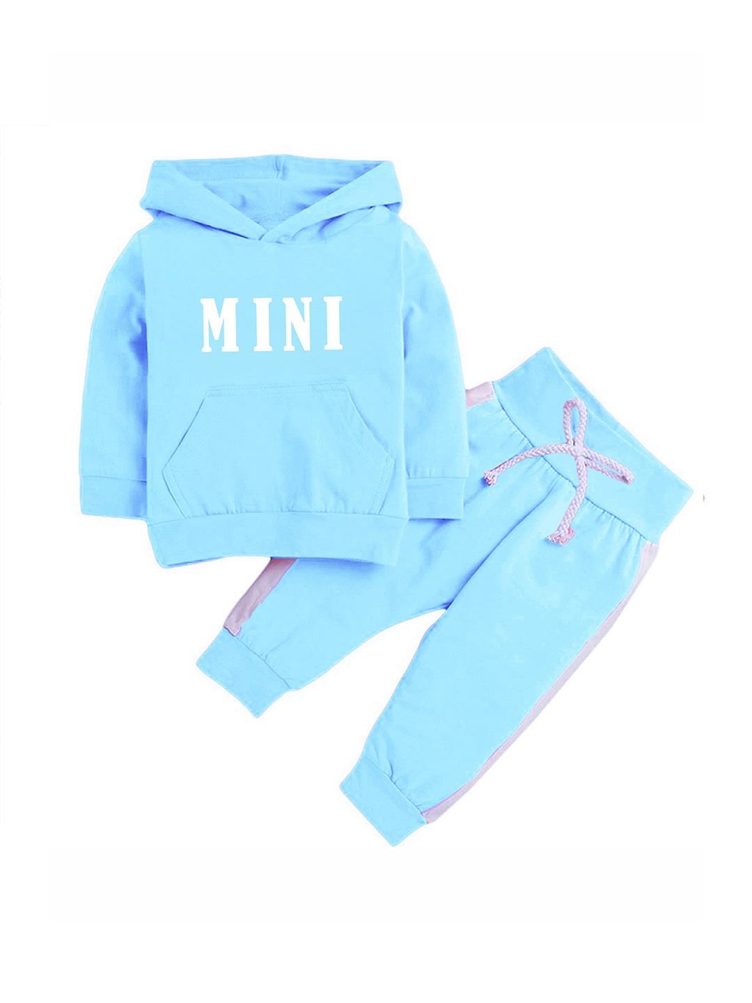 

Porpy Kids Printed Hooded Sweatshirt With Jogger, Turquoise blue