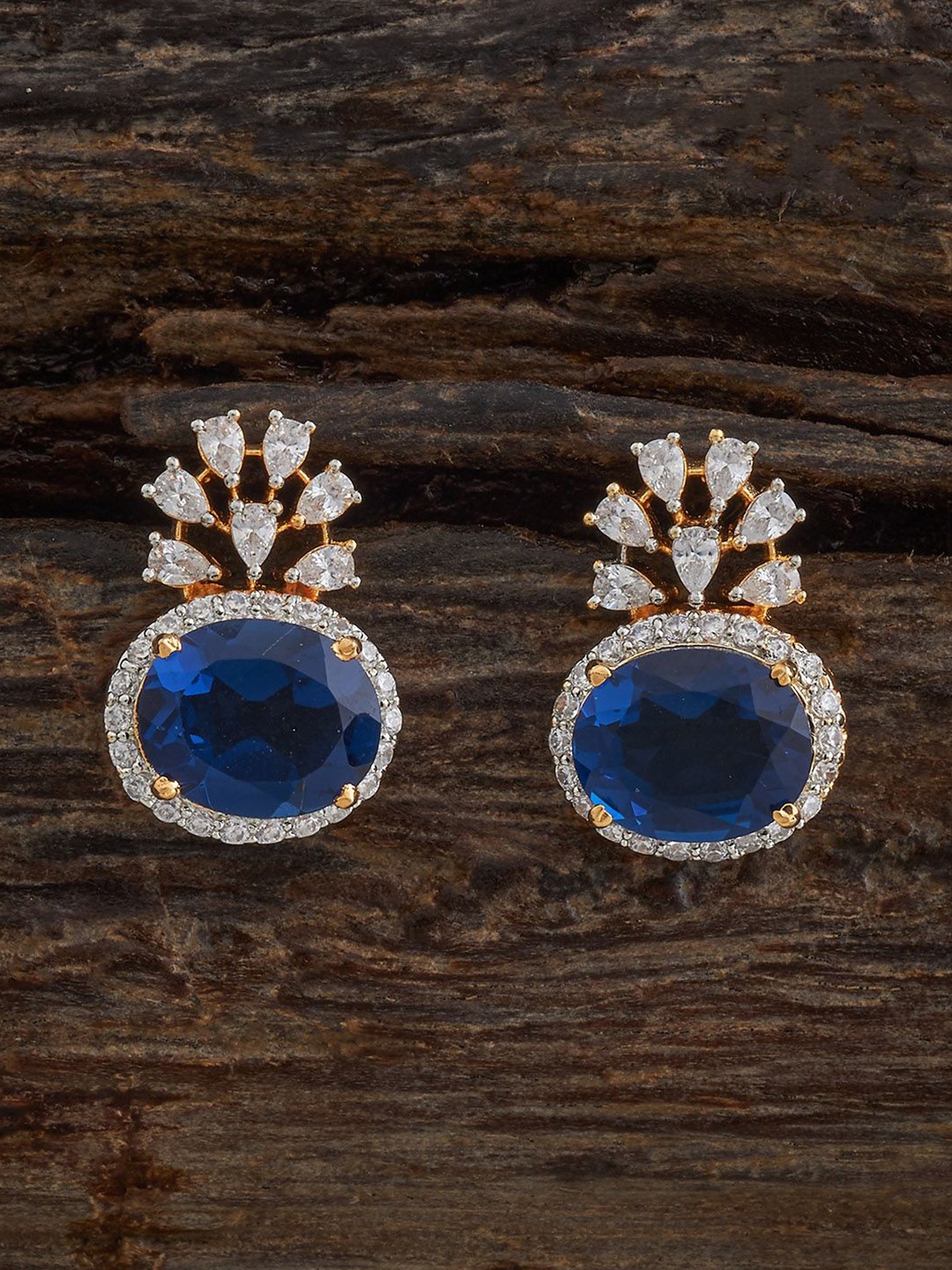 

Kushal's Fashion Jewellery Gold-Plated Zircon Studded Geometric Studs
