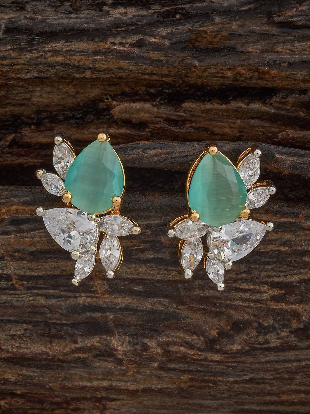

Kushal's Fashion Jewellery Gold-Plated Contemporary Zircon Studs Earrings, Green
