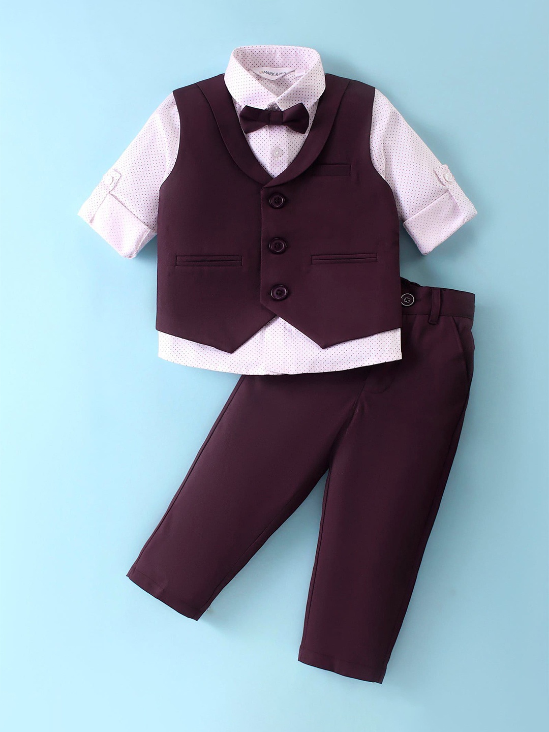 

Mark & Mia Boys Single Breasted 3 Piece Suit Set, Burgundy