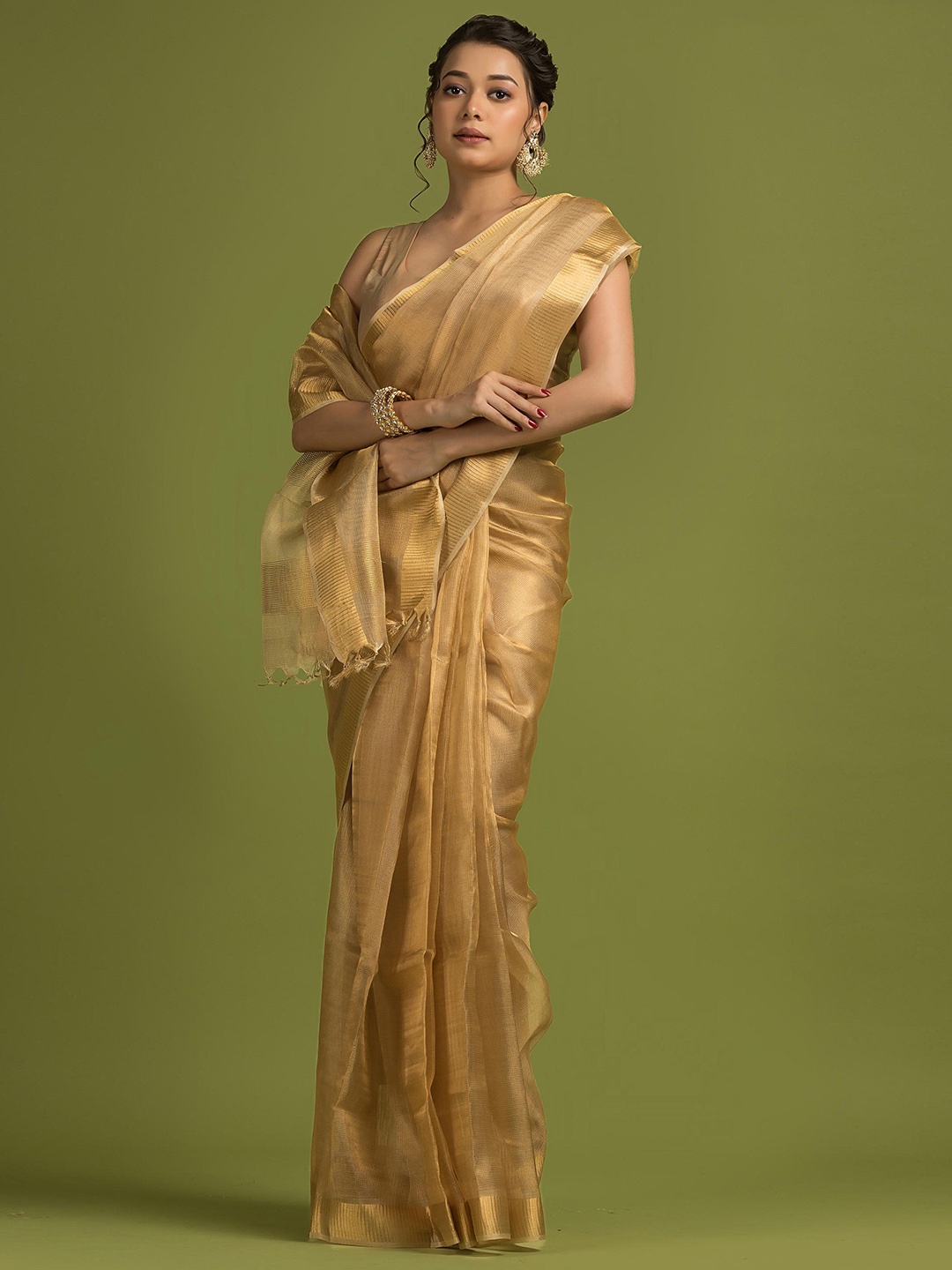 

Dheu Zari Tissue Saree, Gold