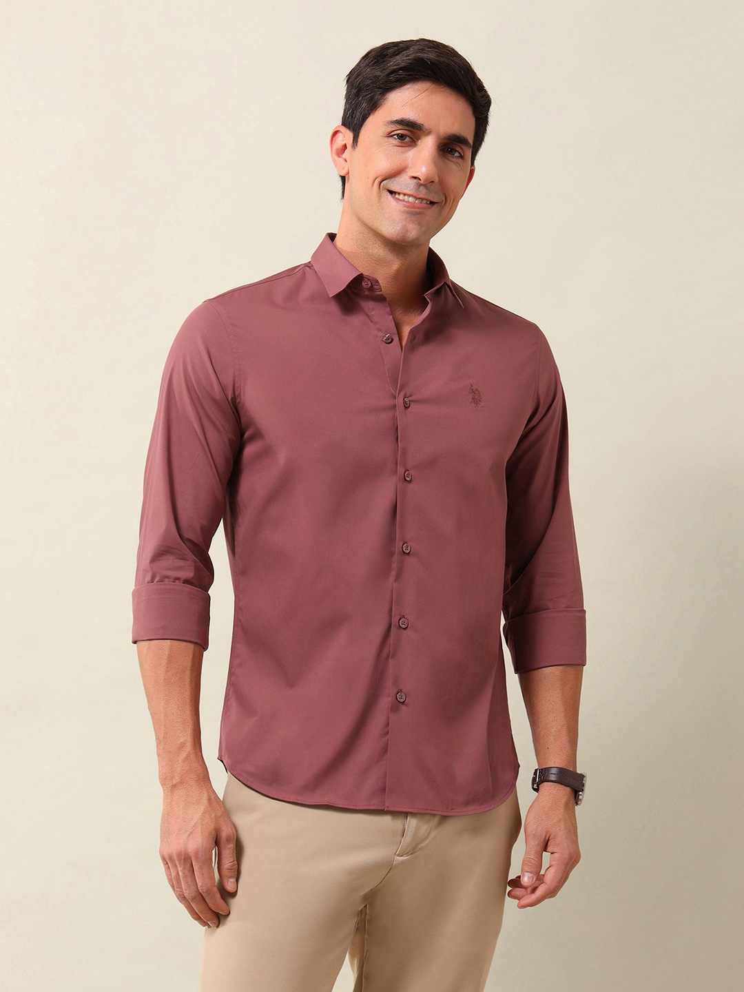 

U.S. Polo Assn. Men Tailored Fit Opaque Casual Shirt, Pink