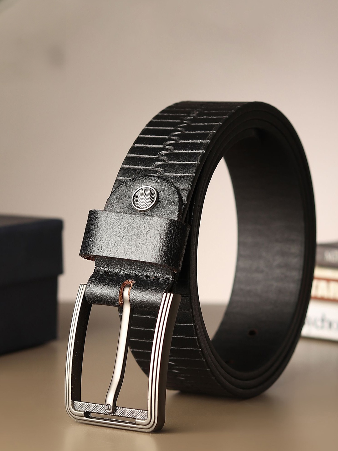 

Provogue Men Textured Leather Belt, Black