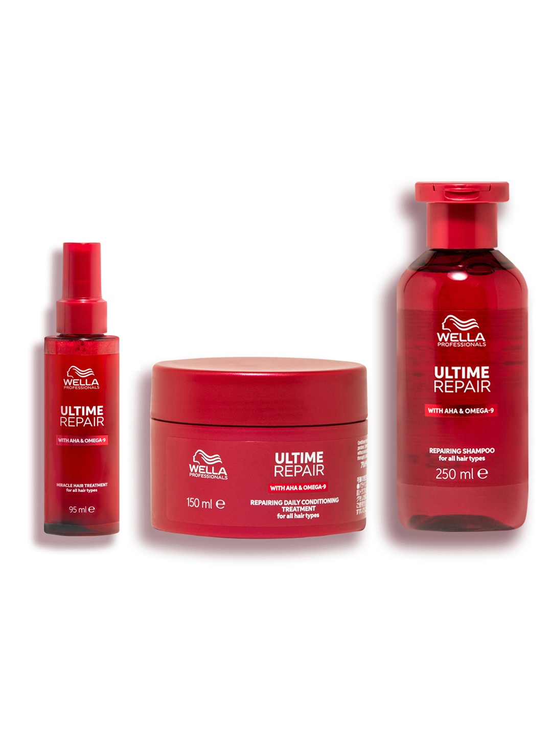 

WELLA PROFESSIONALS Set Of 3 Repair Shampoo 250ml, Conditioner 150ml & Hair Spray 95ml, Red