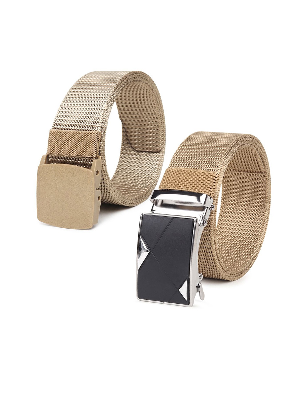 

Provogue Men Pack Of 2 Textured Slider Buckle Belt, Cream