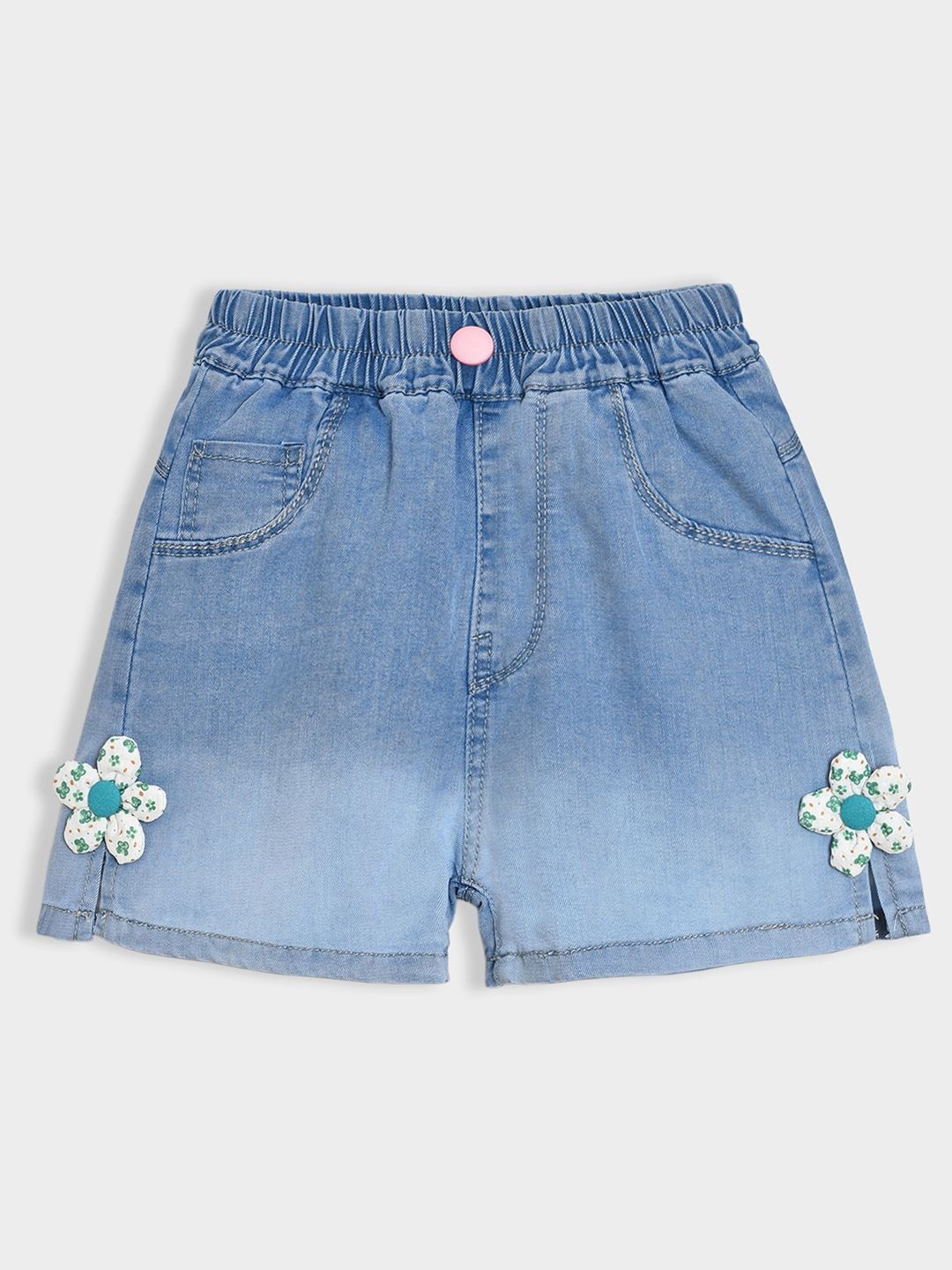 

MiArcus Girls Double Shade Solid Denim Shorts, Blue