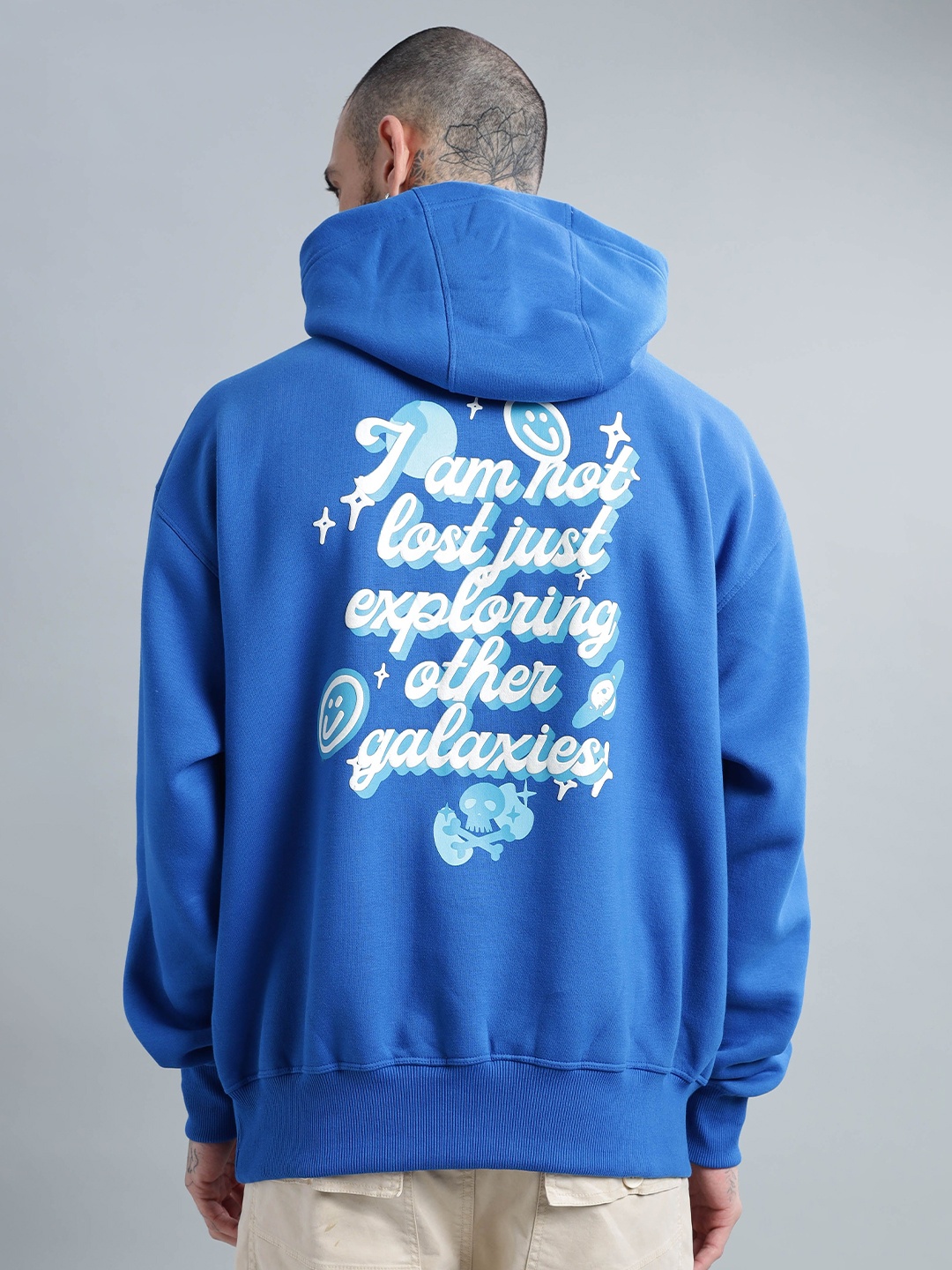 

BUMCHIQ Men Printed Hooded Sweatshirt, Blue