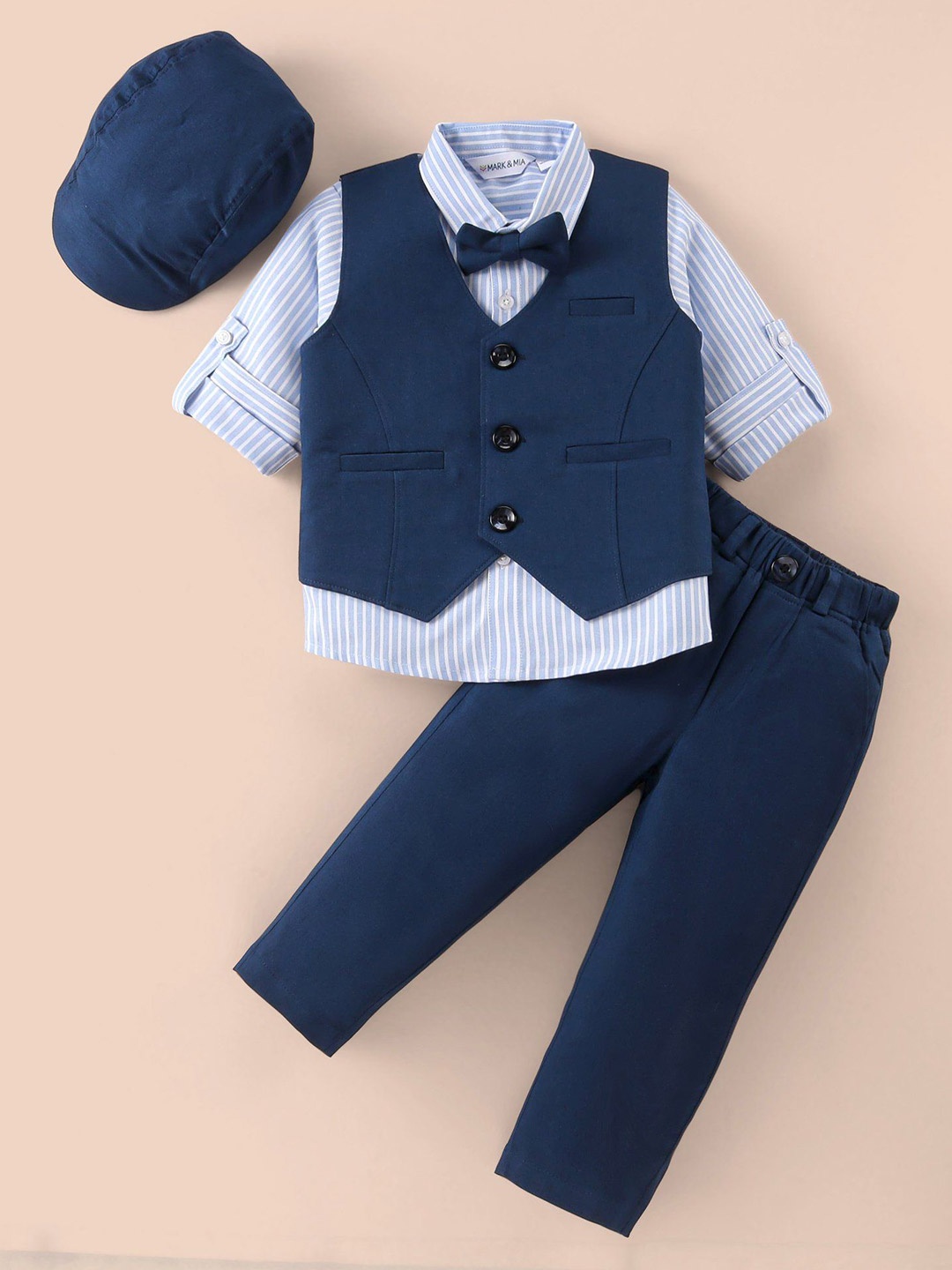 

Mark & Mia Boys Single Breasted 3 Piece Suit Set, Blue