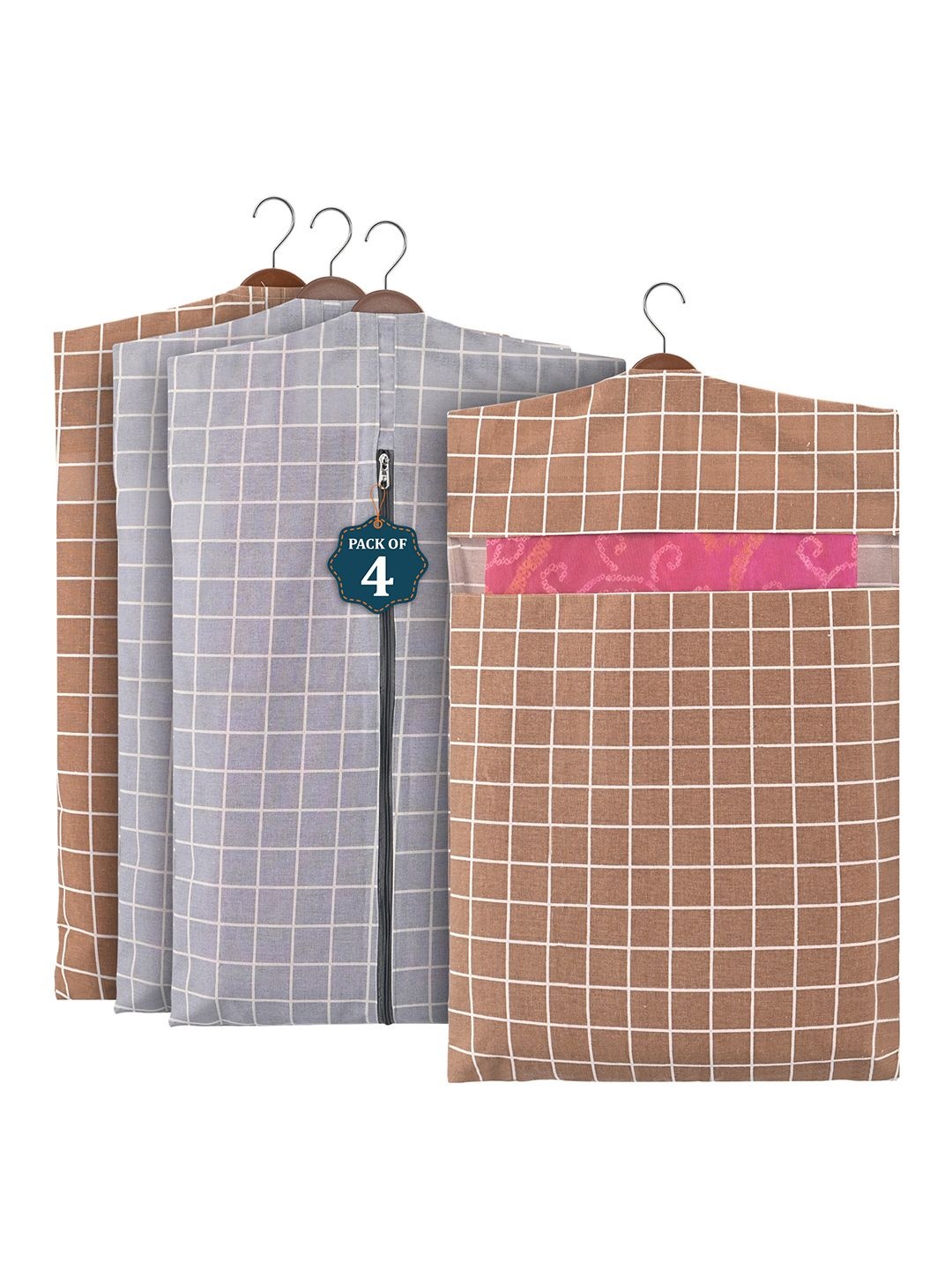 

Kuber Industries Grey Set of 4 Regular Multi-Utility Organisers