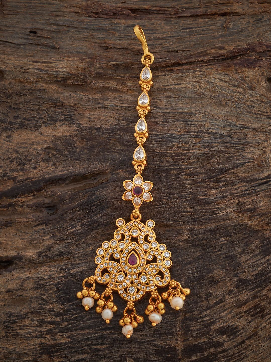 

Kushal's Fashion Jewellery 92.5 Sterling Silver Gold-Plated Maang Tikka Head Jewellery
