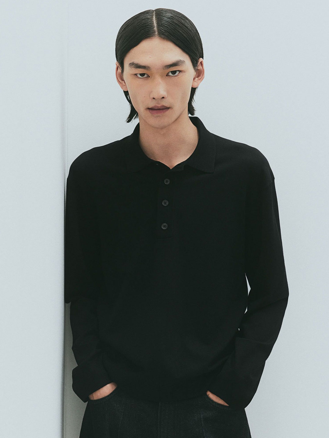 

H&M Regular Fit Fine-Knit Polo Shirt, Black