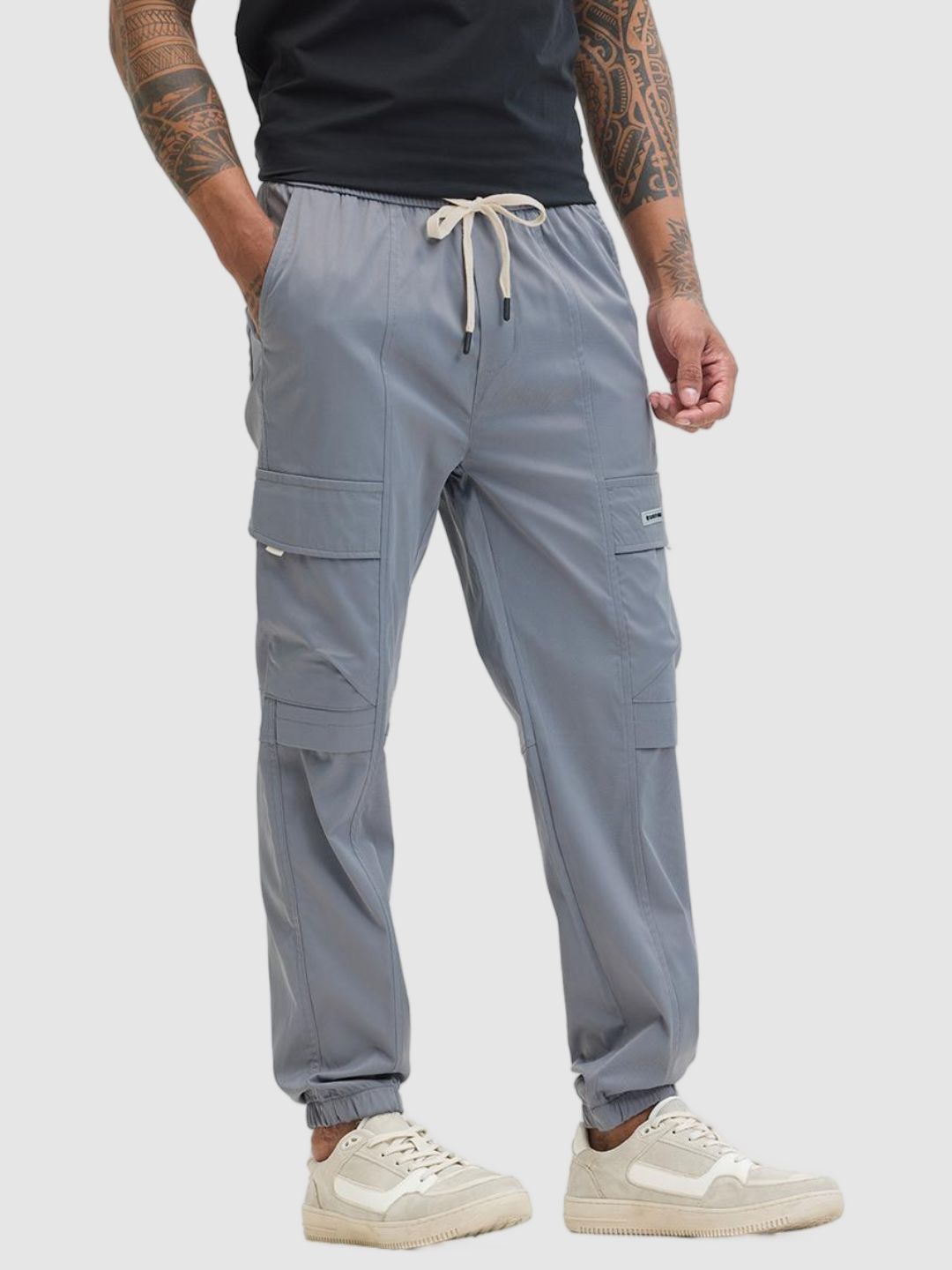 

Snitch Men Smart Slim Fit Mid-Rise Cargos, Grey