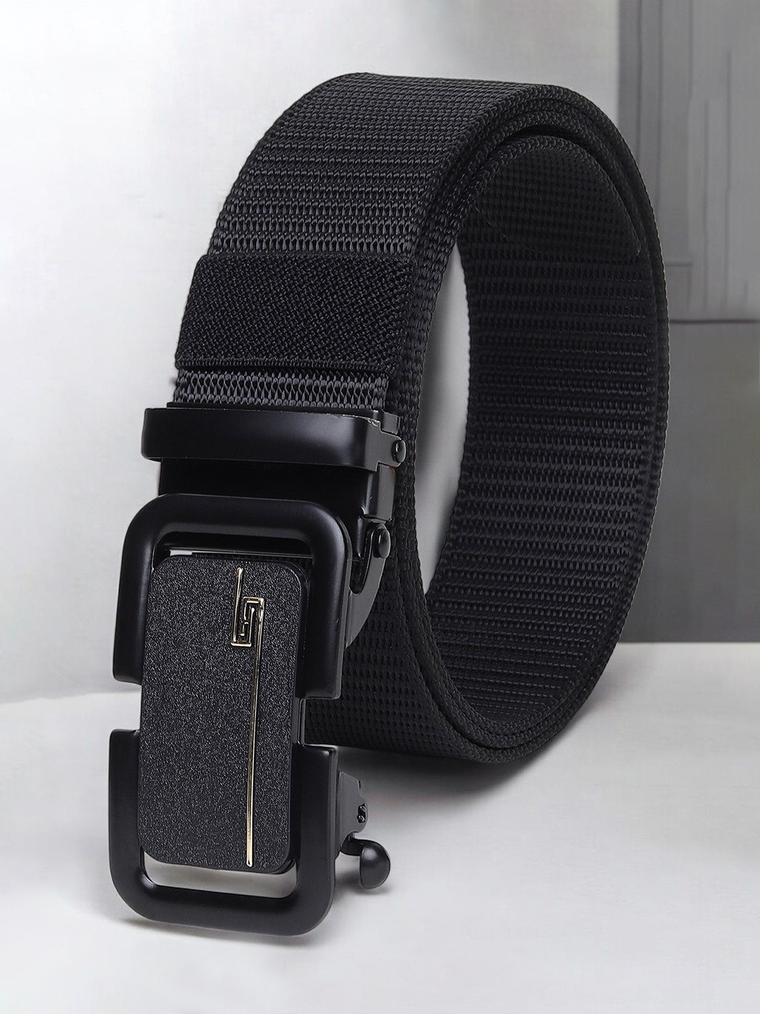 

Metronaut Men Canvas Woven Design Belt, Black