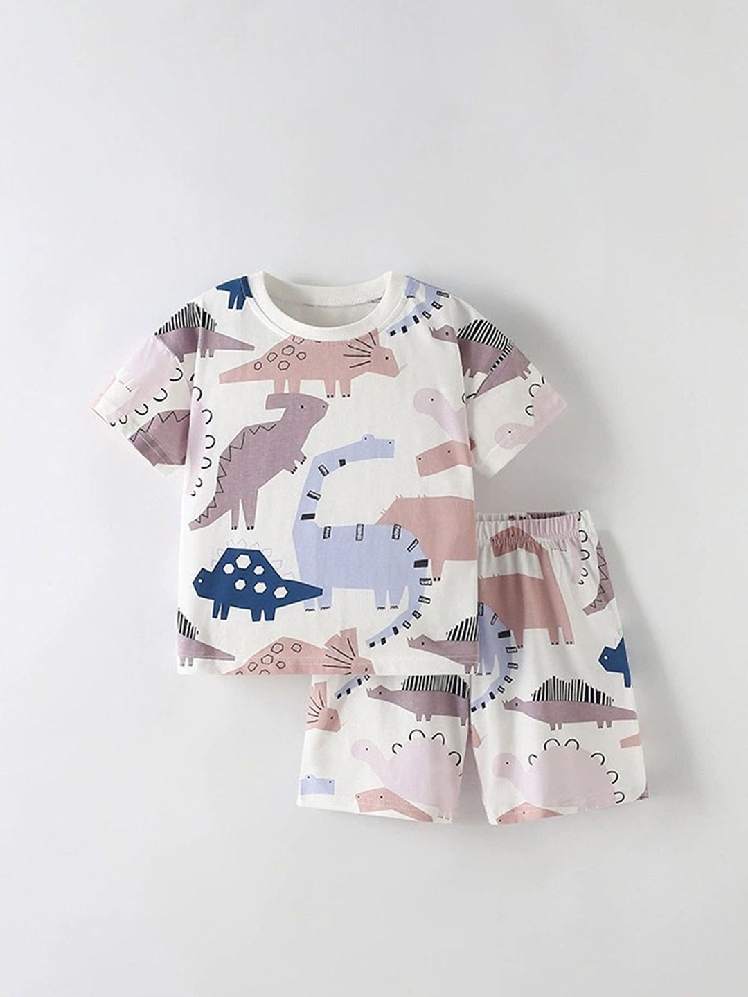 

LULU & SKY Boys Printed T-shirt with Shorts, White