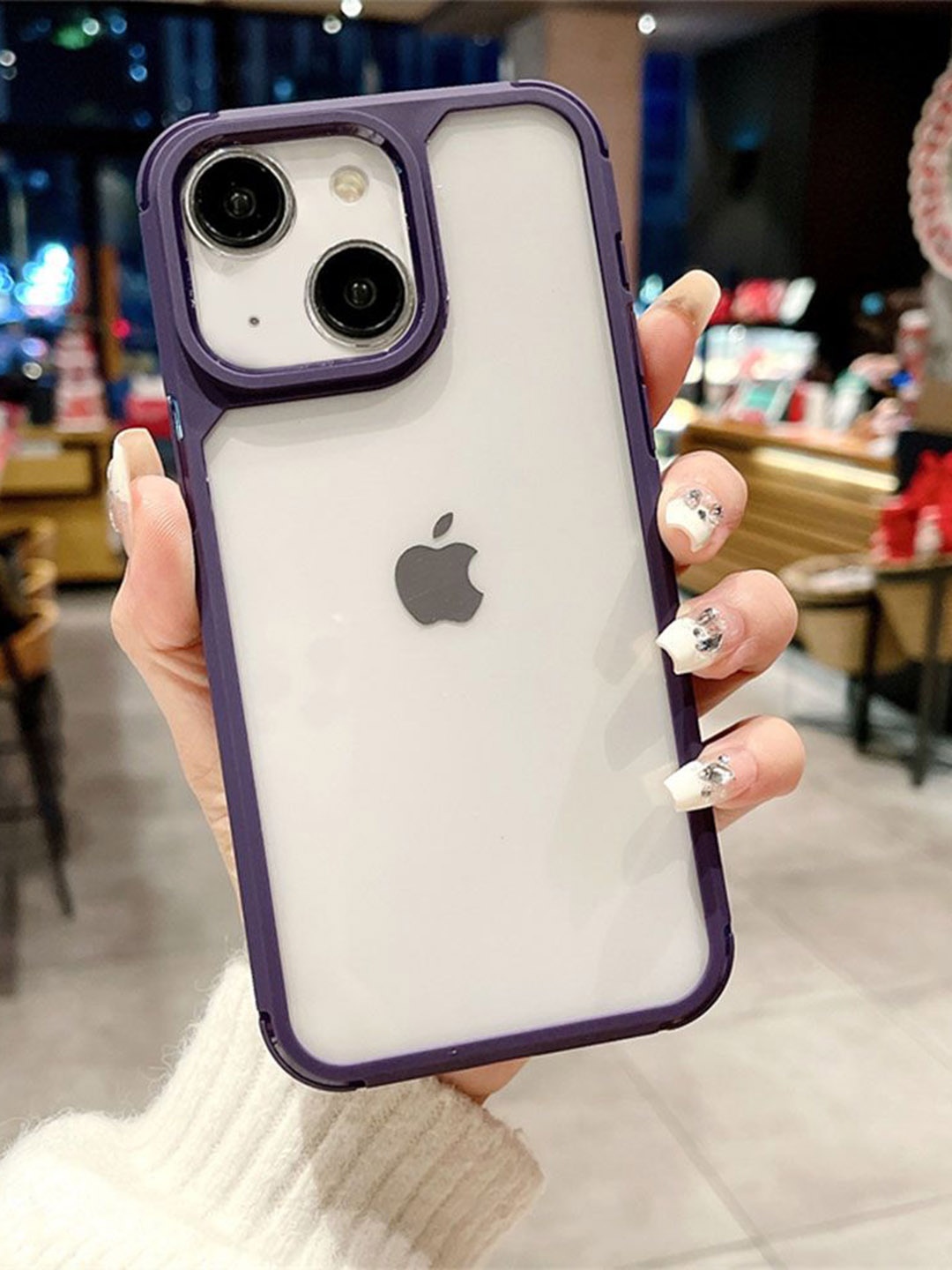 

Luxury Kase LK112 Acrylic Clear Hard Bumper iPhone 14 Back Case, Purple