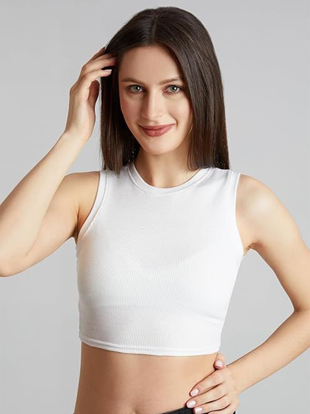 

SHAHVEER CREATION Cotton Crop Top, White