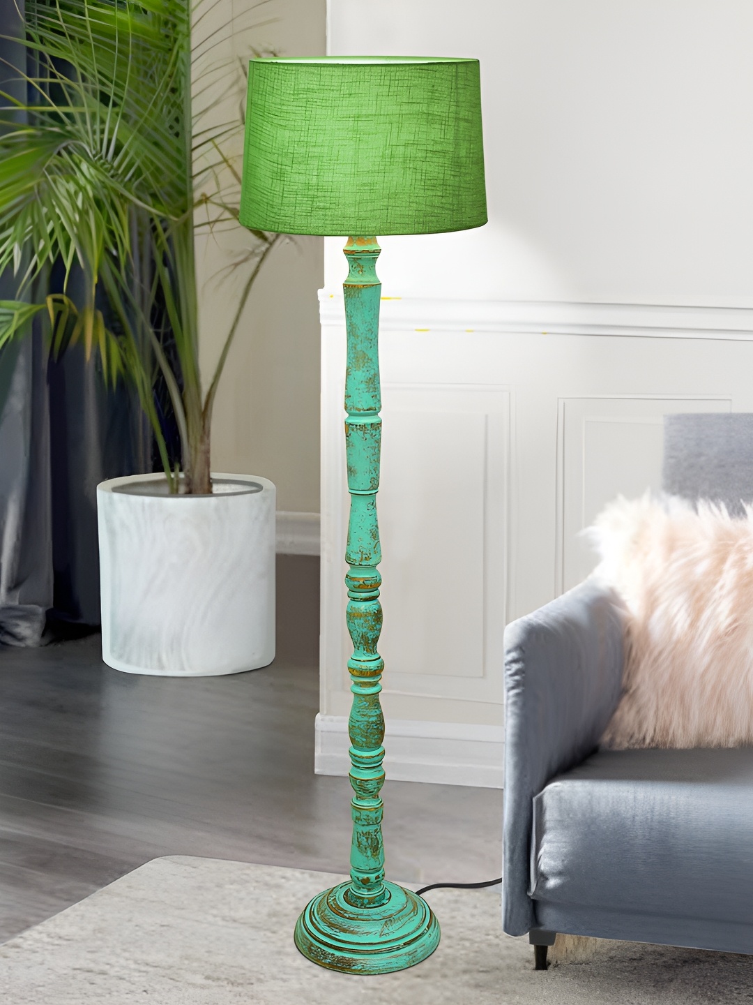 

Homesake Green & Blue Textured Wood FloorLamp