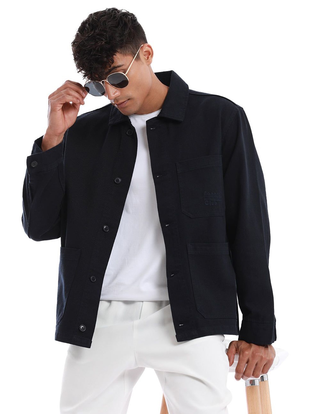 

Banana Club Men Cotton Drill Jacket, Navy blue