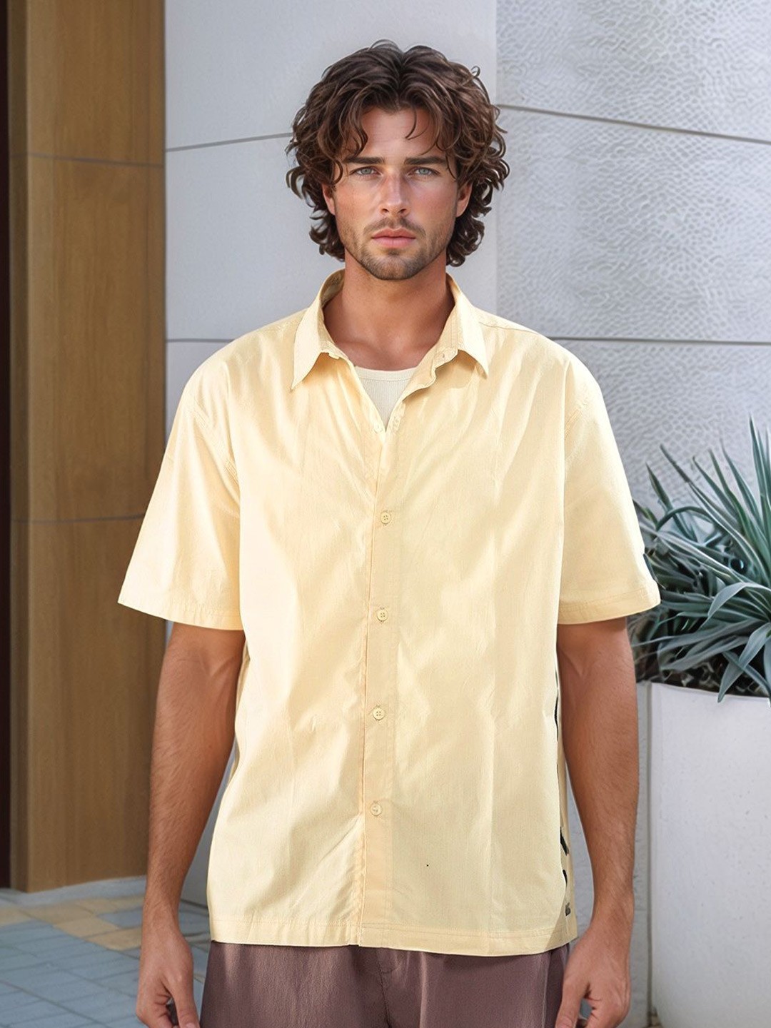

The Roadster Lifestyle Co Printed Cotton Casual Shirt, Yellow