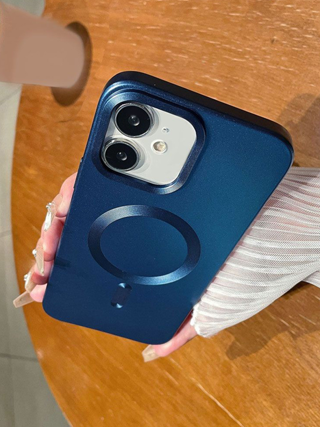 

Luxury Kase LK101 Solid iPhone 11 Matte CD Print Magnetic Wireless Charging Back Case, Blue