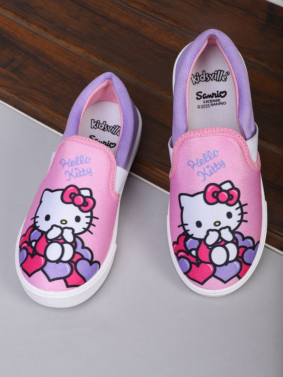 

Kids Ville Girls Hello Kitty Printed Canvas Slip-On Sneakers, Pink