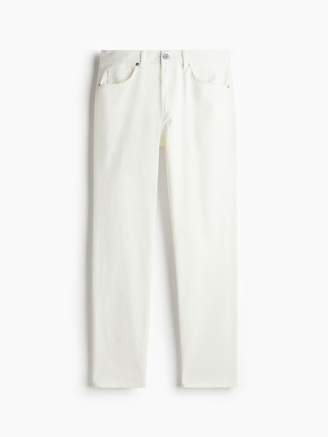

H&M Slim Fit Cotton Twill Trousers, White