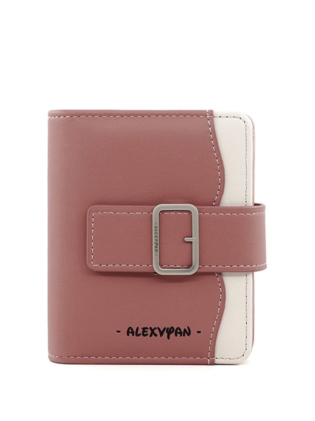 

Alexvyan Women PU Two Fold Wallet Buckle Detail, Pink