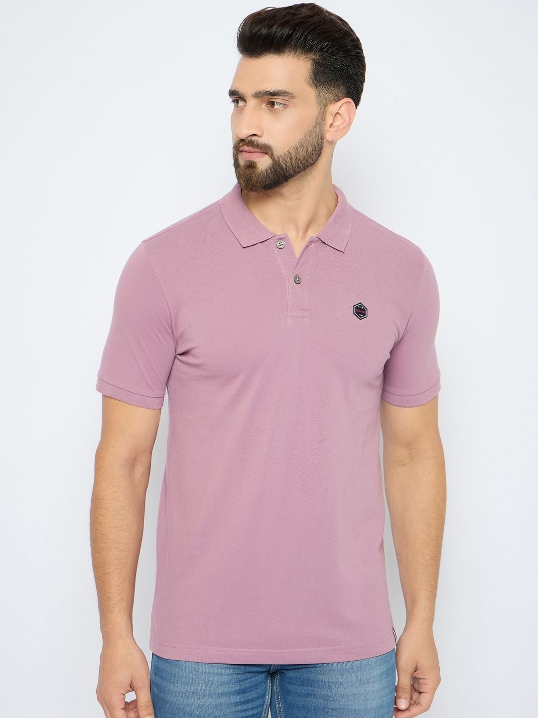 

AXMANN Men Solid Polo Collar Cotton T-shirt, Pink