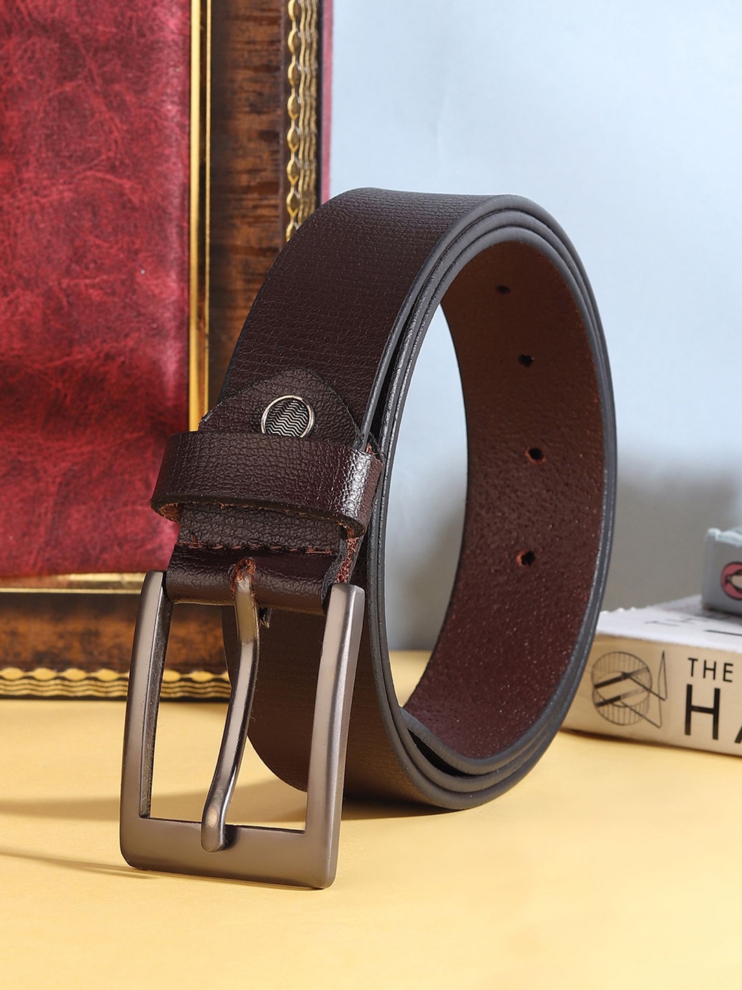 

Provogue Men Textured Leather Formal Belt, Brown