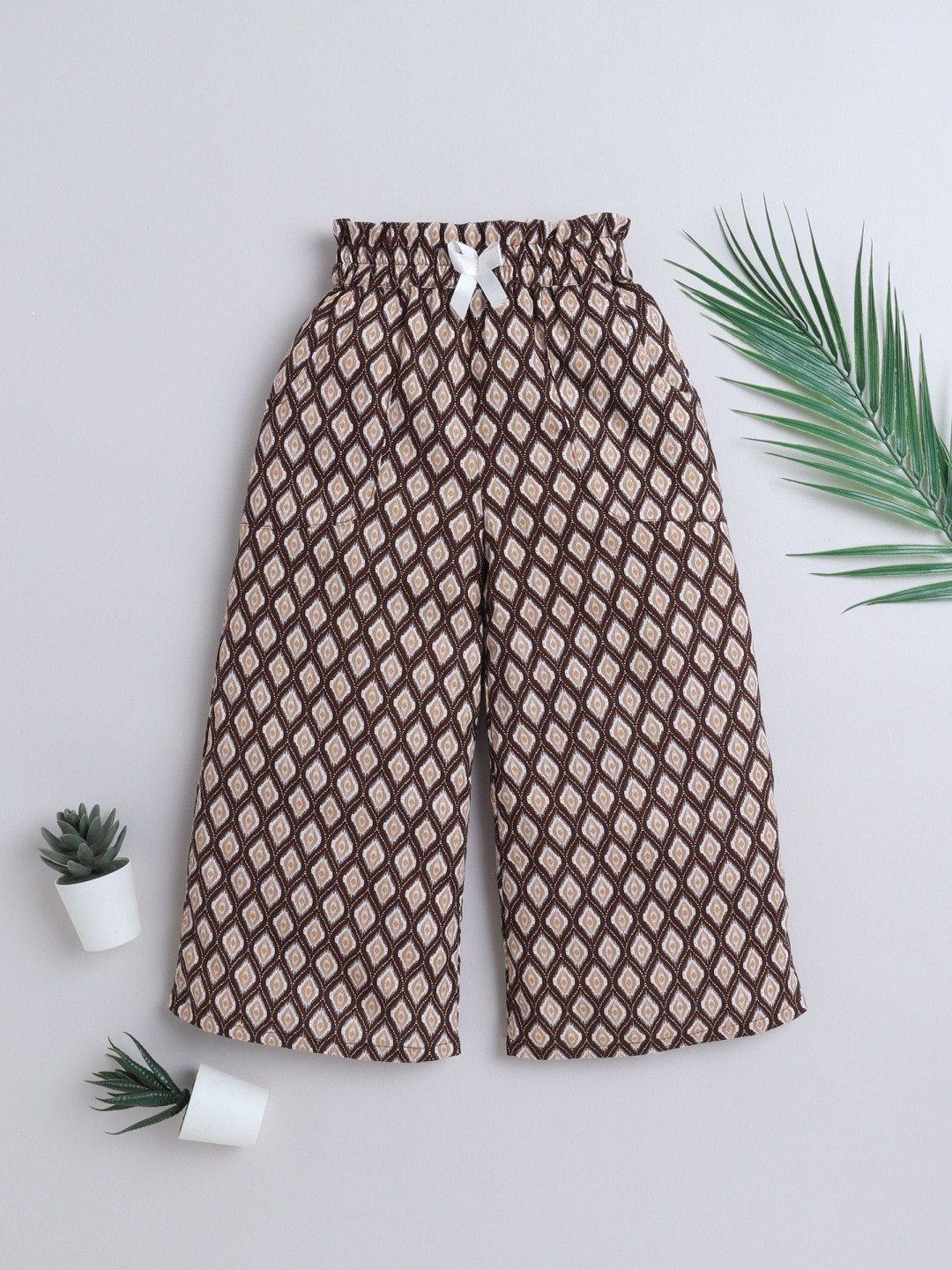 

The Magic Wand Girls Printed Trousers, Brown