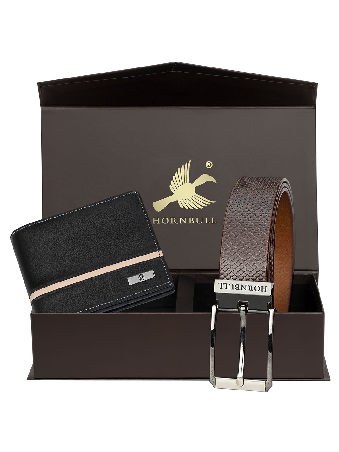 

Hornbull Denial Leather RFID Protected Black Wallet & Belt Accessory Gift Set