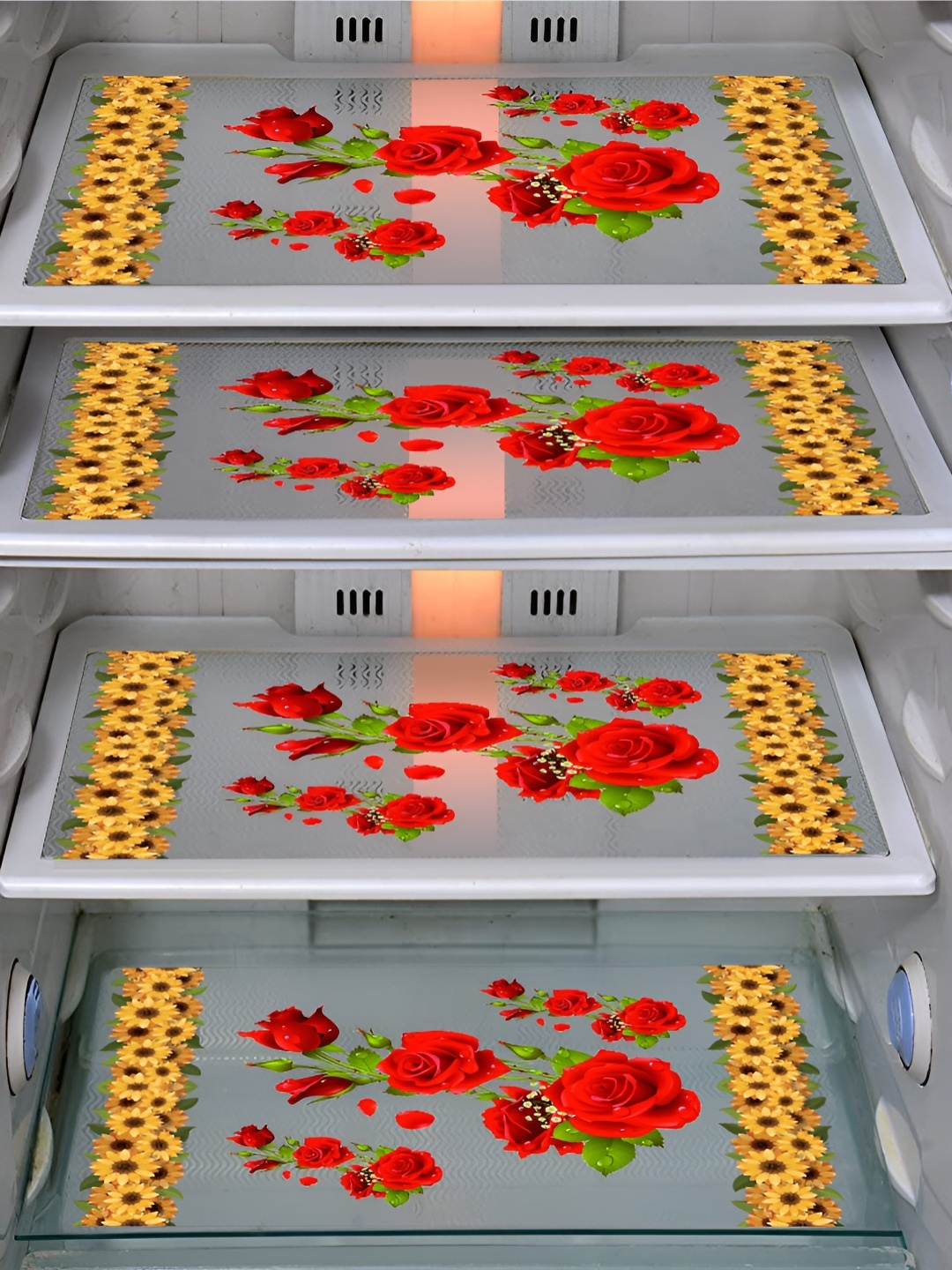 

Dakshya Industries Transparent 4 Pieces Floral Printed Refrigerator Appliance Covers