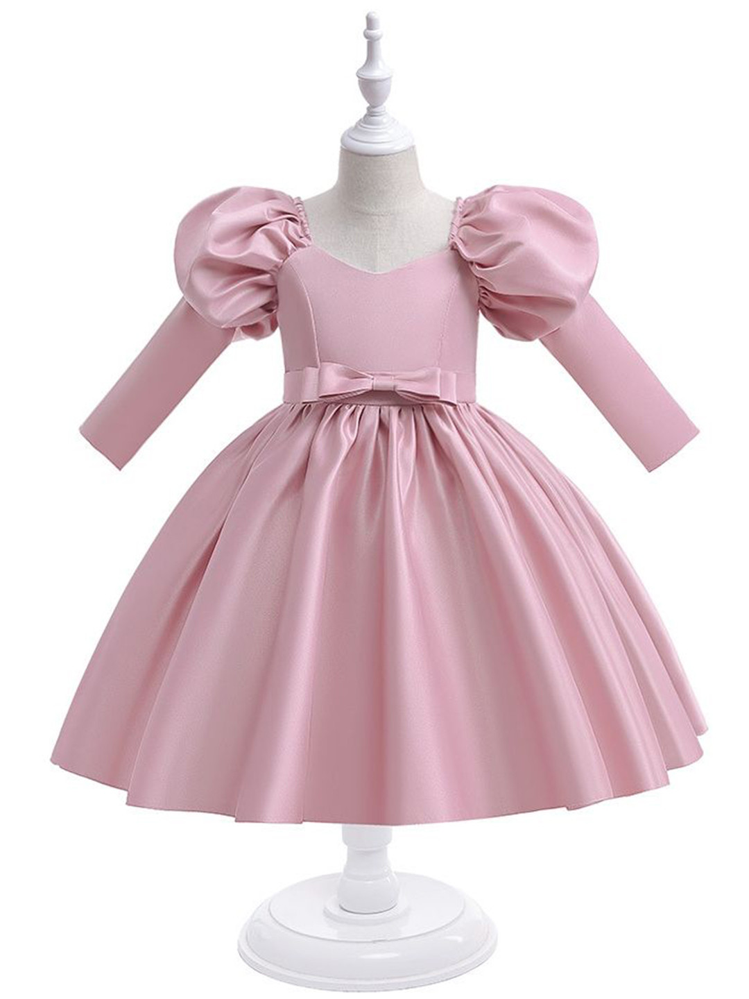 

LULU & SKY Girls Puff Sleeve Fit & Flare Dress, Pink