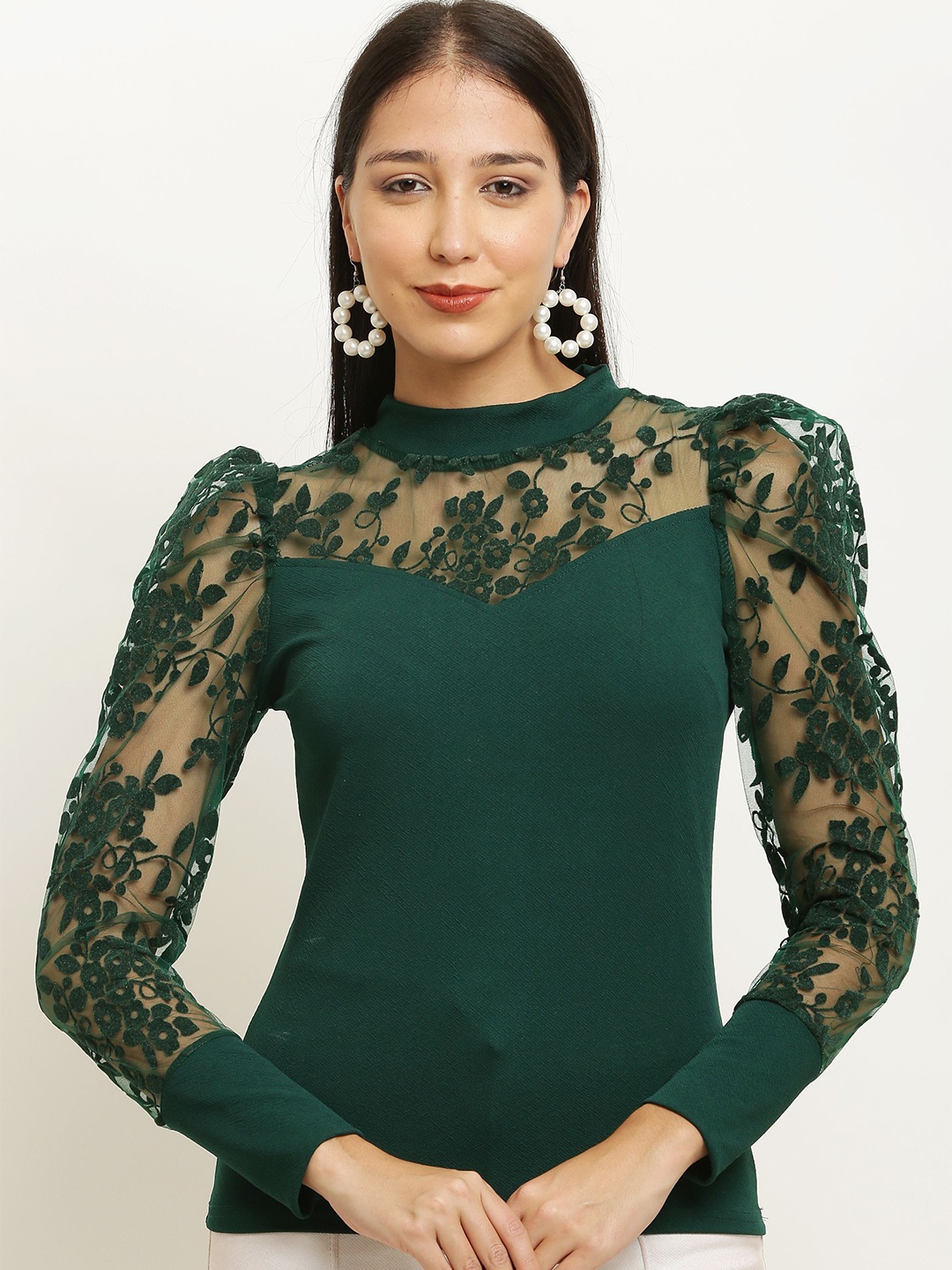 

Purser Embroidered Cotton Top, Green