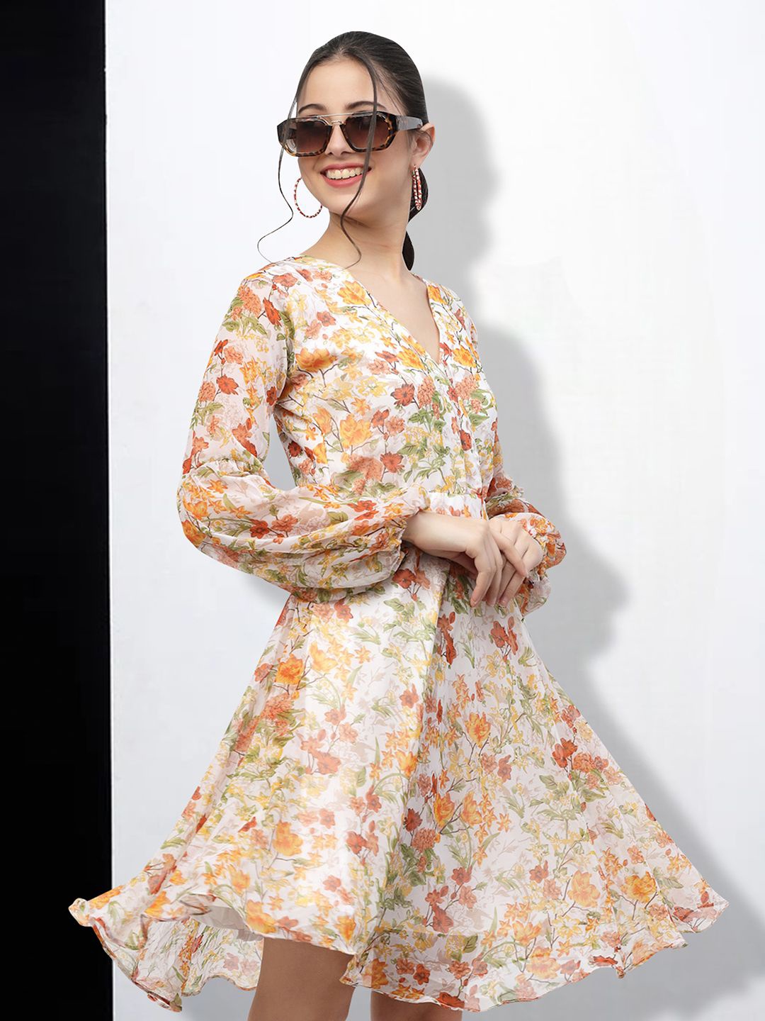

MISS AYSE Women Floral Printed Applique Fit & Flare Dress, Multi