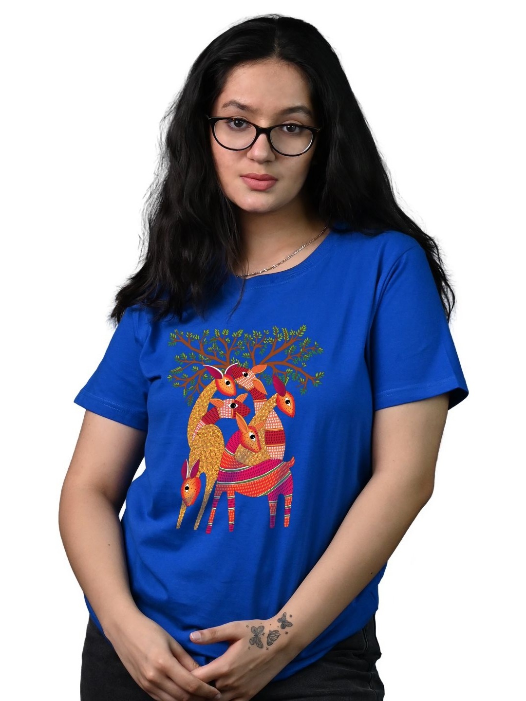 

Tedhi Medhi Family Women Graphic Printed Round Neck Cotton T-shirt, Blue