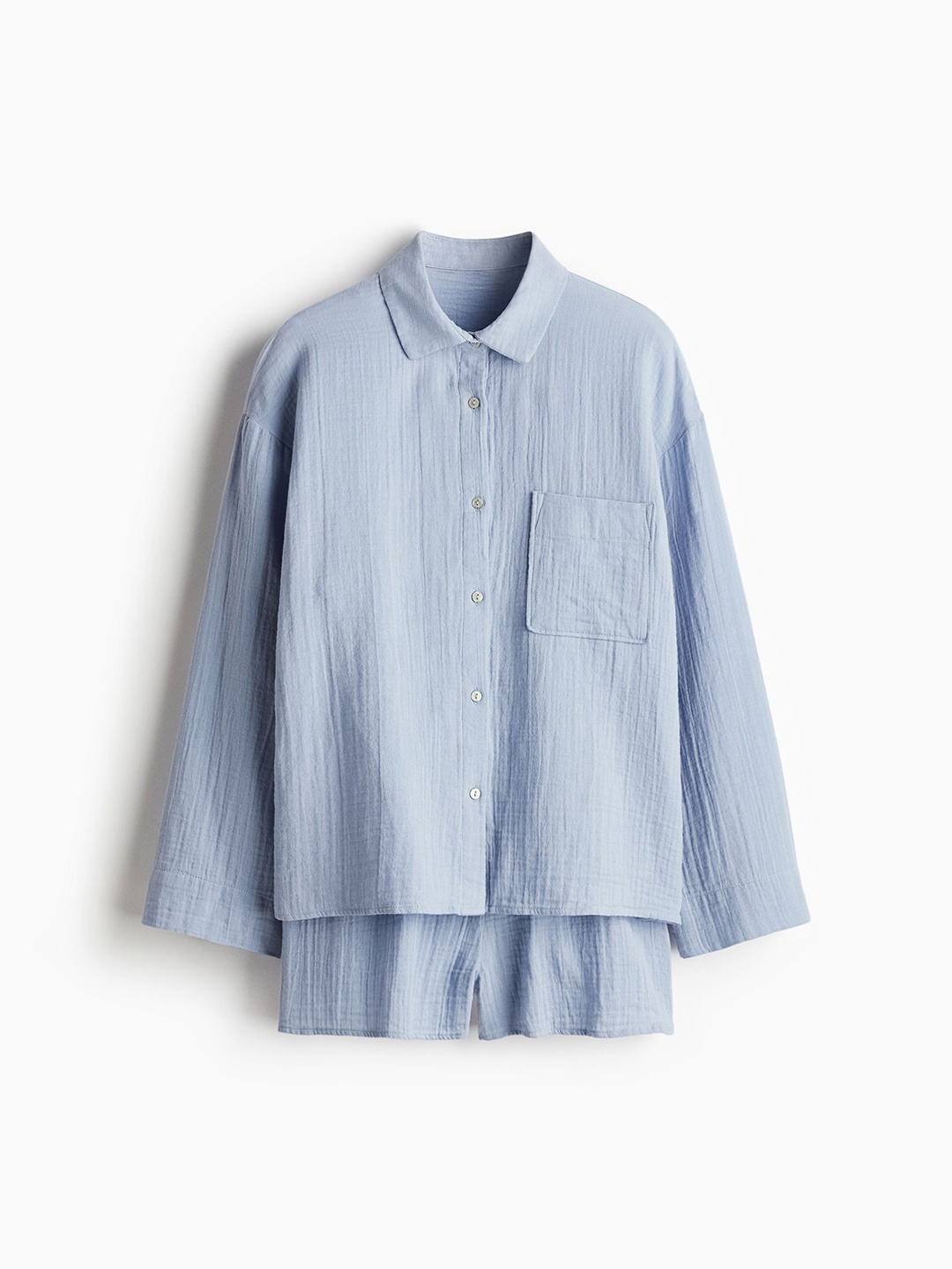 

H&M Pyjama Shirt And Shorts, Blue